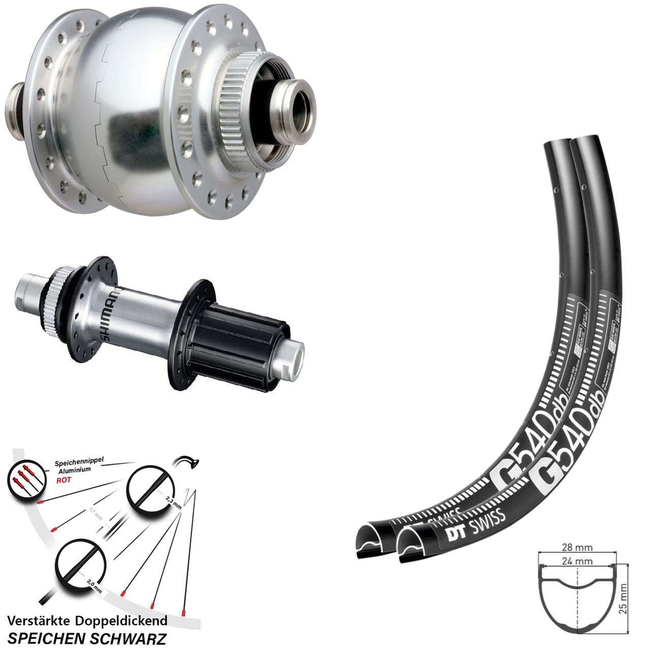 Disc Laufrad-Satz 28 Zoll DT Swiss G 540 SON delux Shimano GRX 8-12 fach HG 12x100/142