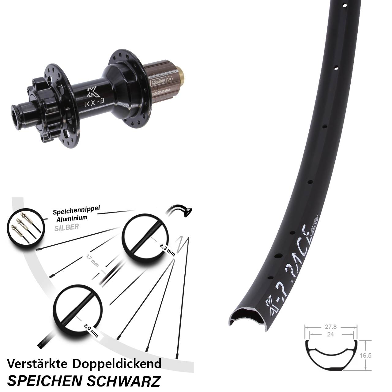 KXR-B Race Hinterrad 6-Loch 12x148 Boost 8-11 fach HG