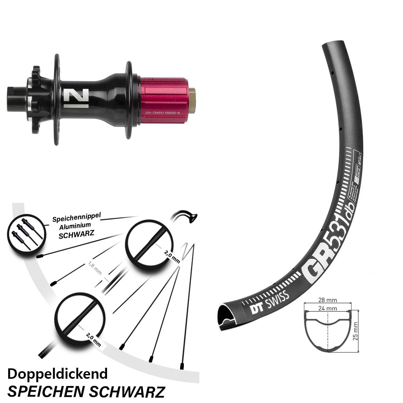 DT Swiss GR531 Novatec D792 27,5 Zoll Disc Laufrad 12x142 8-12 fach