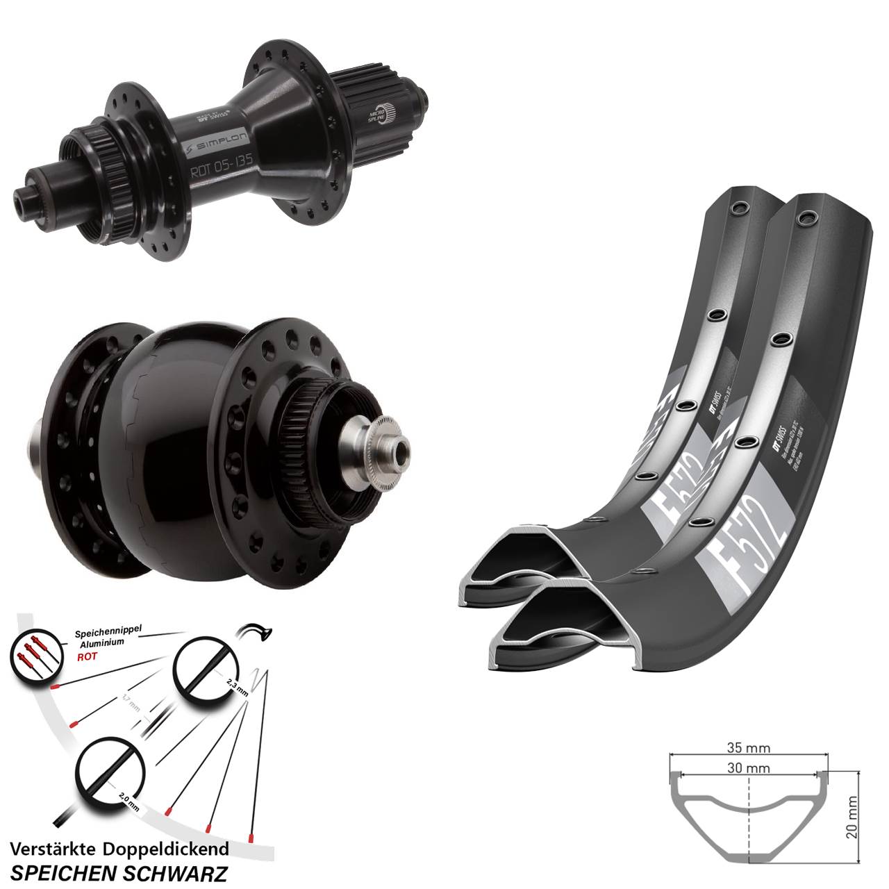 DT Swiss F572-370 Hybrid SON 28 Laufradsatz 29 Zoll Micro Spline