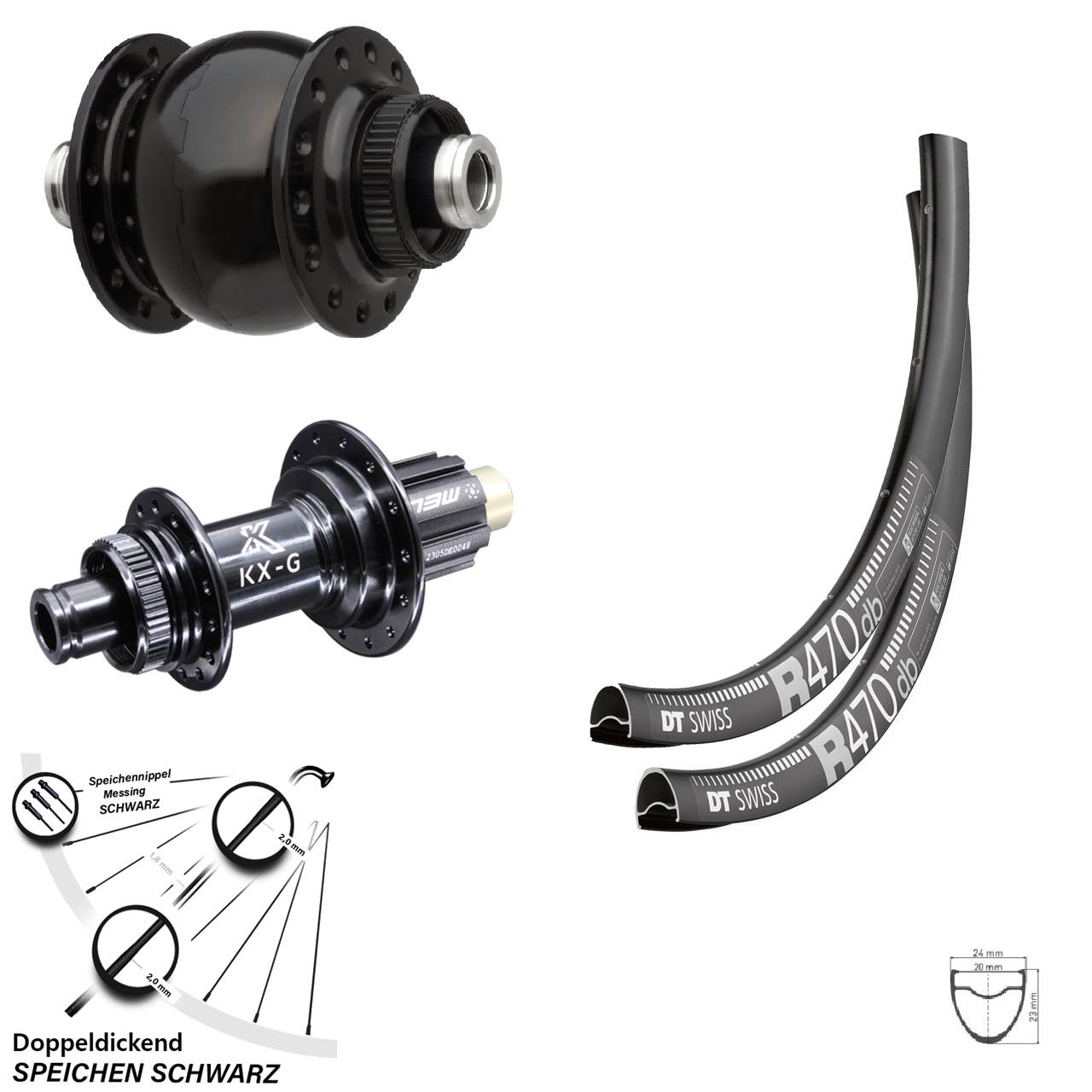 28 Zoll DT Swiss R470 KX-G Steckachse SONdelux Laufradsatz Disc 12x100/142 Campagnolo N3W