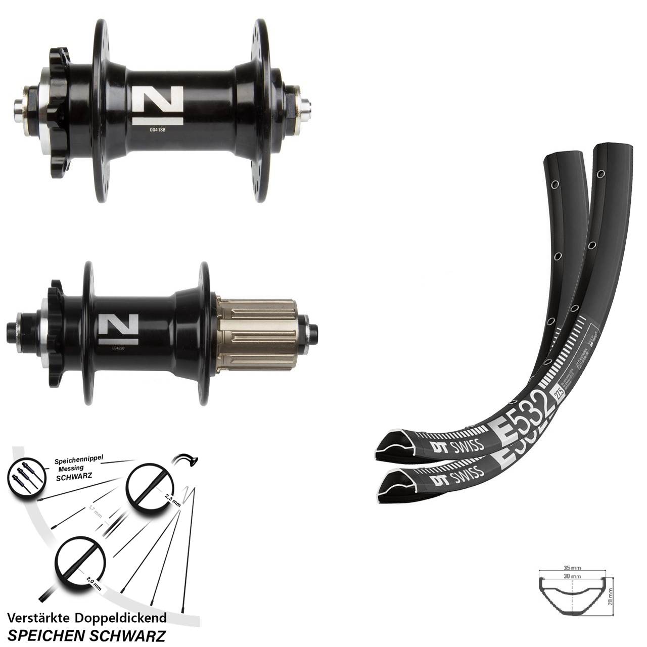 DT Swiss E532 Novatec D-041/D-042 SB 6-Loch 29 Zoll Laufrad-Satz QR 8-11 fach HG