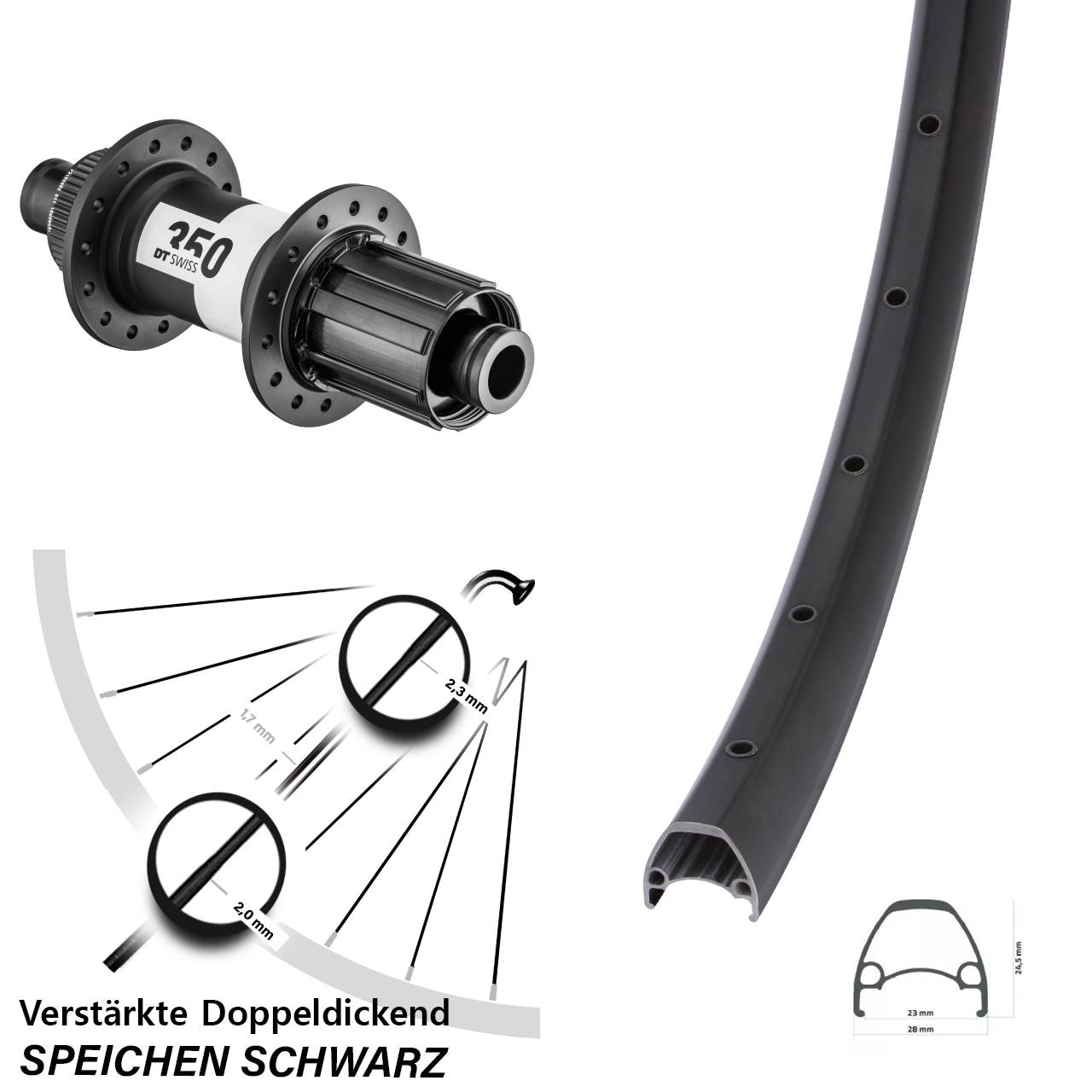 29 Zoll Ambrosio Sport DT Swiss 350 Hinterrad Centerlock 12x148 8-11 fach HG
