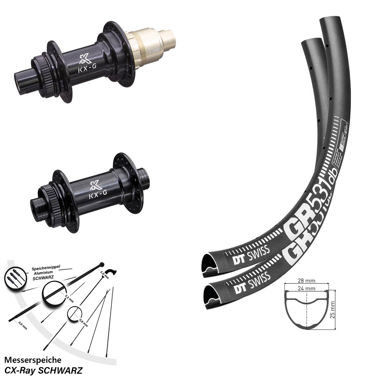 Laufradsatz Centerlock 28 Zoll DT Swiss GR531 KX-G SRAM XDR 12x100/142 CX-Ray
