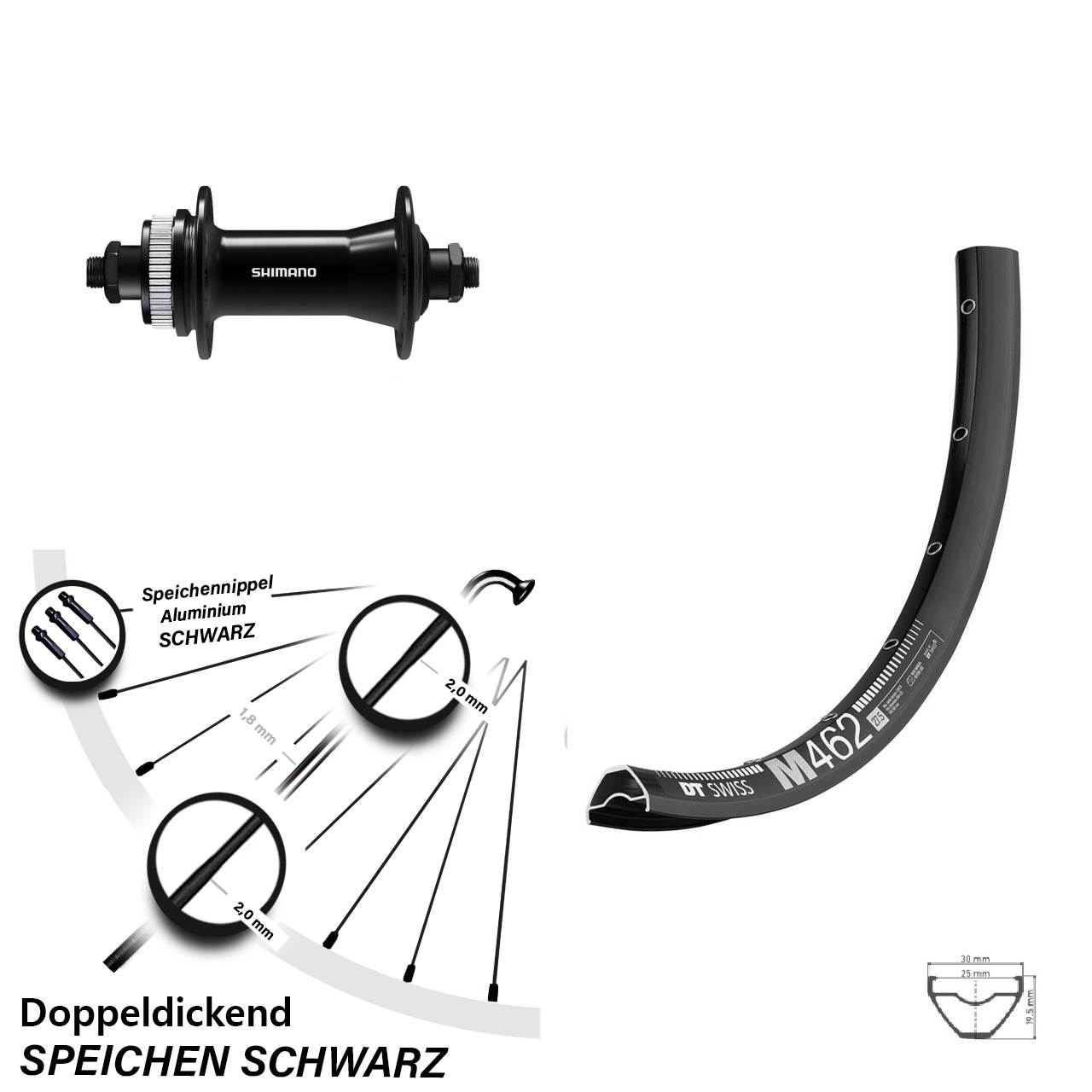 Vorderrad Centerlock QR 27,5 Zoll DT Swiss M462 Shimano HB-QC400