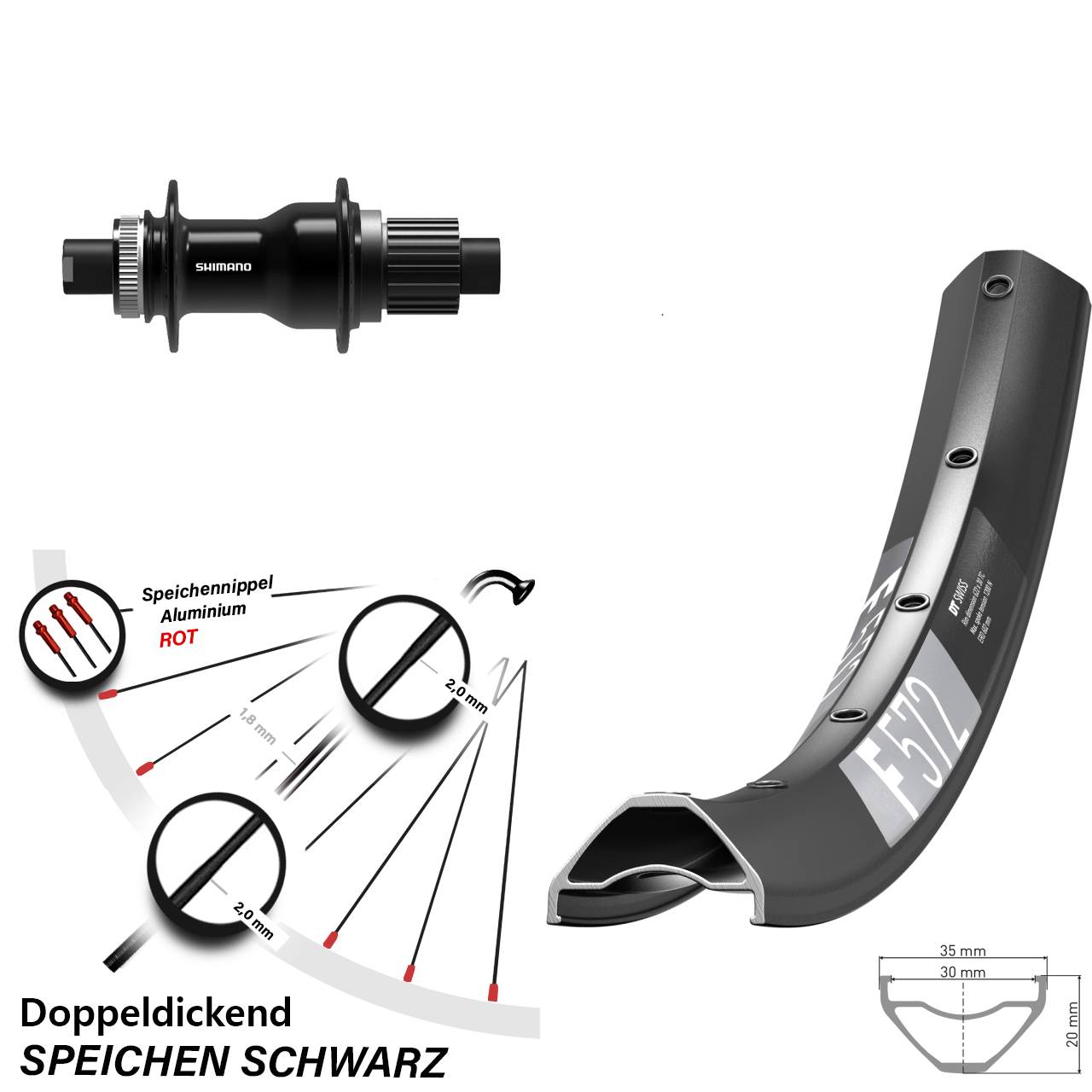 Disc Hinterrad 29 Zoll DT Swiss F572 Shimano FH-TC500-B Micro Spline 12x148