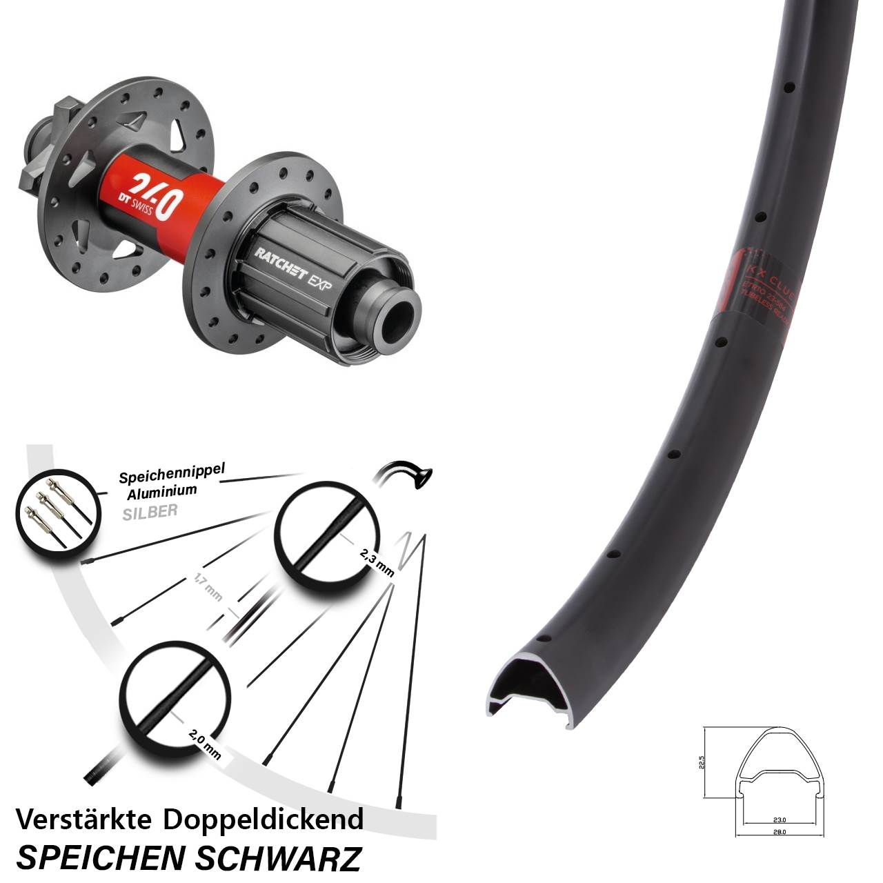 KX Clue DT Swiss 240 EXP 28-29 Zoll Disc Laufrad 12x148 8-11 fach HG