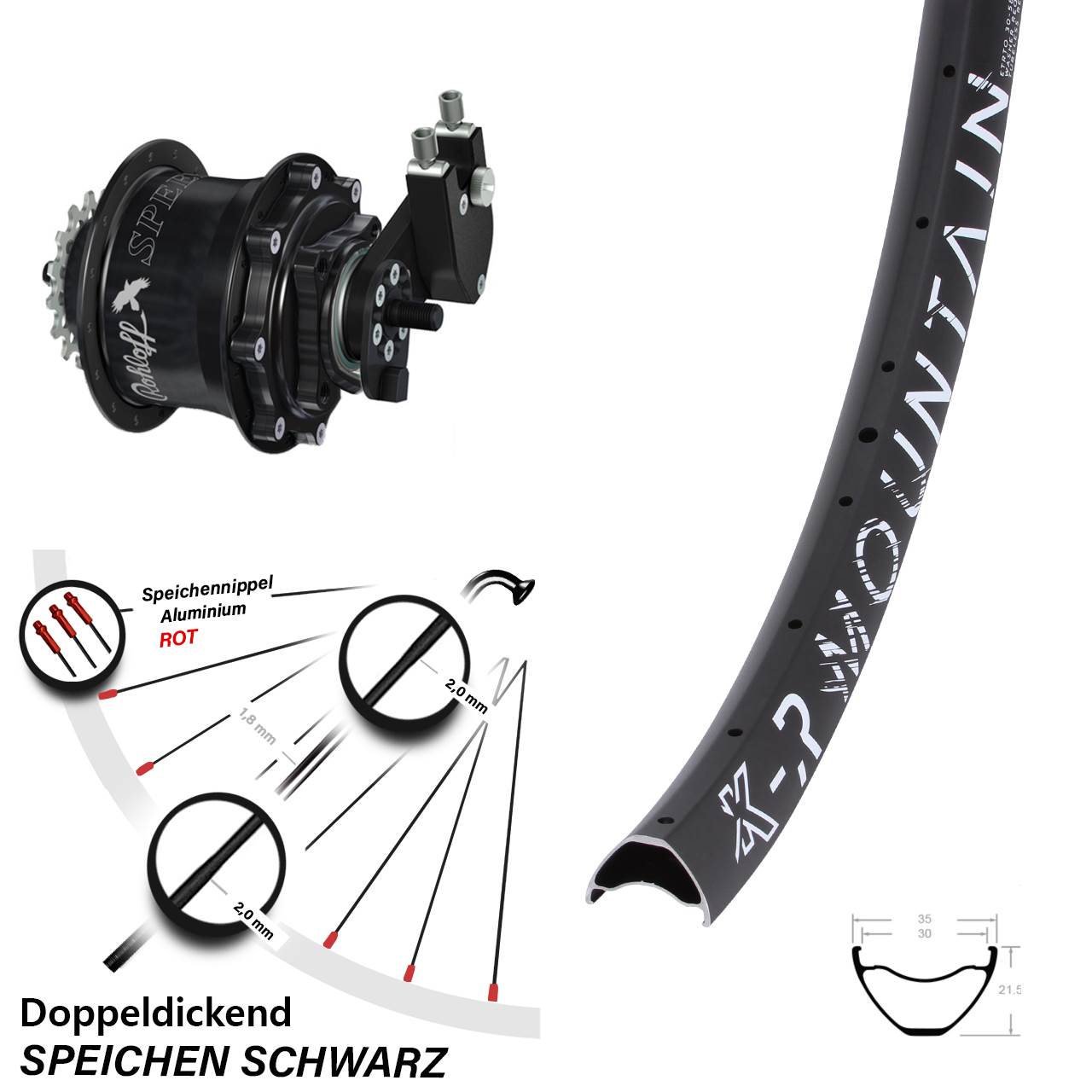 Disc Hinterrrad 27,5 Zoll KX-R Mountain Rohloff Speedhub TS DB OEM Tandem