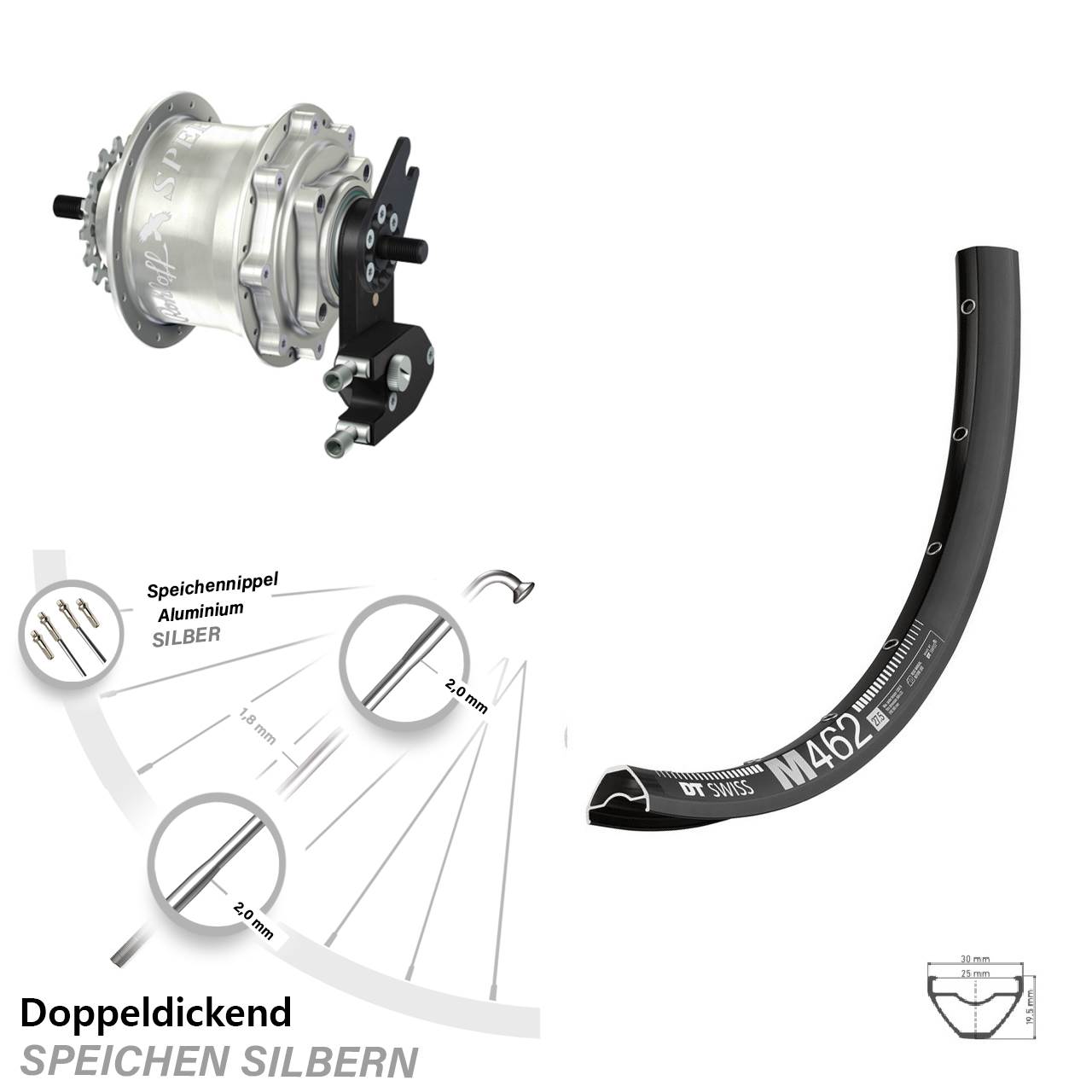 27,5 Zoll DT Swiss M462 Rohloff Speedhub TS DB OEM2 Tandem