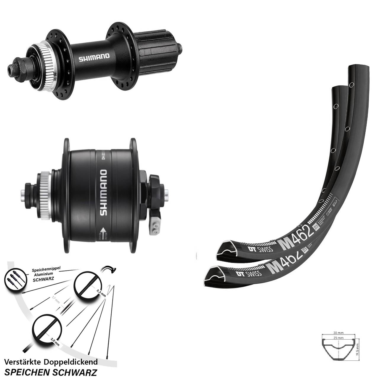 DT Swiss M462 Shimano DH-3D37 FH-M4050 27,5 Zoll Laufradsatz Centerlock QR 8-11 fach
