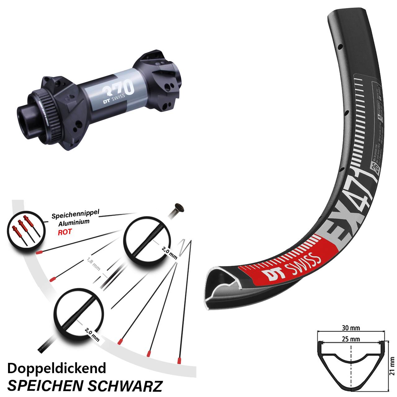 MTB Enduro EX 471 DT Swiss 370 Boost 15x110 mm Straightpull Vorderrad 27,5 Zoll