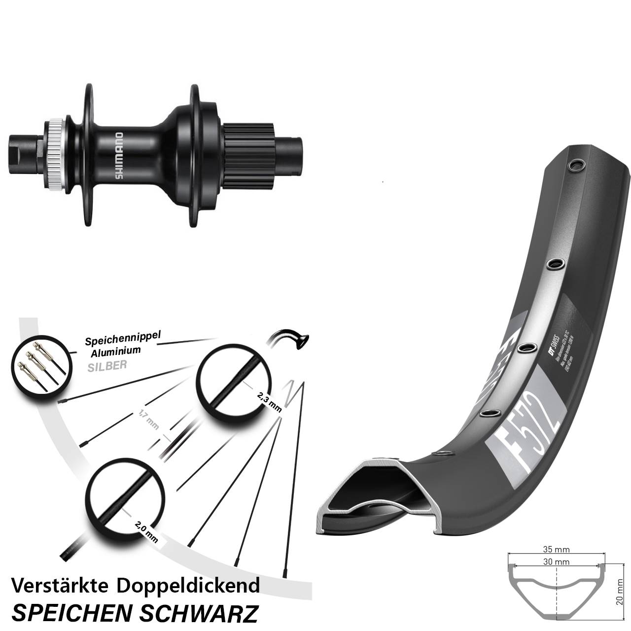 Disc Hinterrad 29 Zoll DT Swiss F 572 Shimano FH-MT510 Micro Spline 12x142