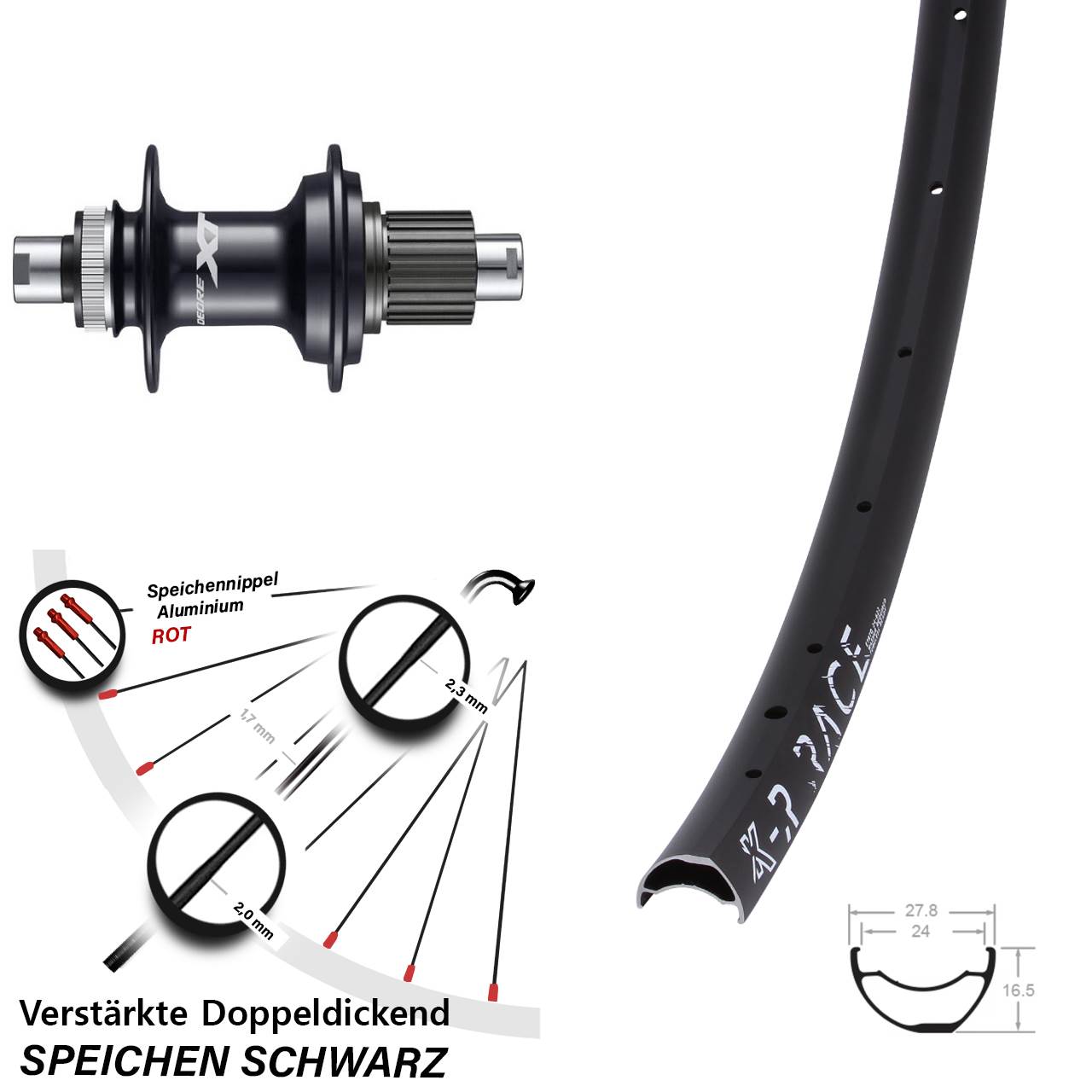 Centerlock Hinterrad 29 Zoll KX-R Race Shimano XT Micro Spline 12x142