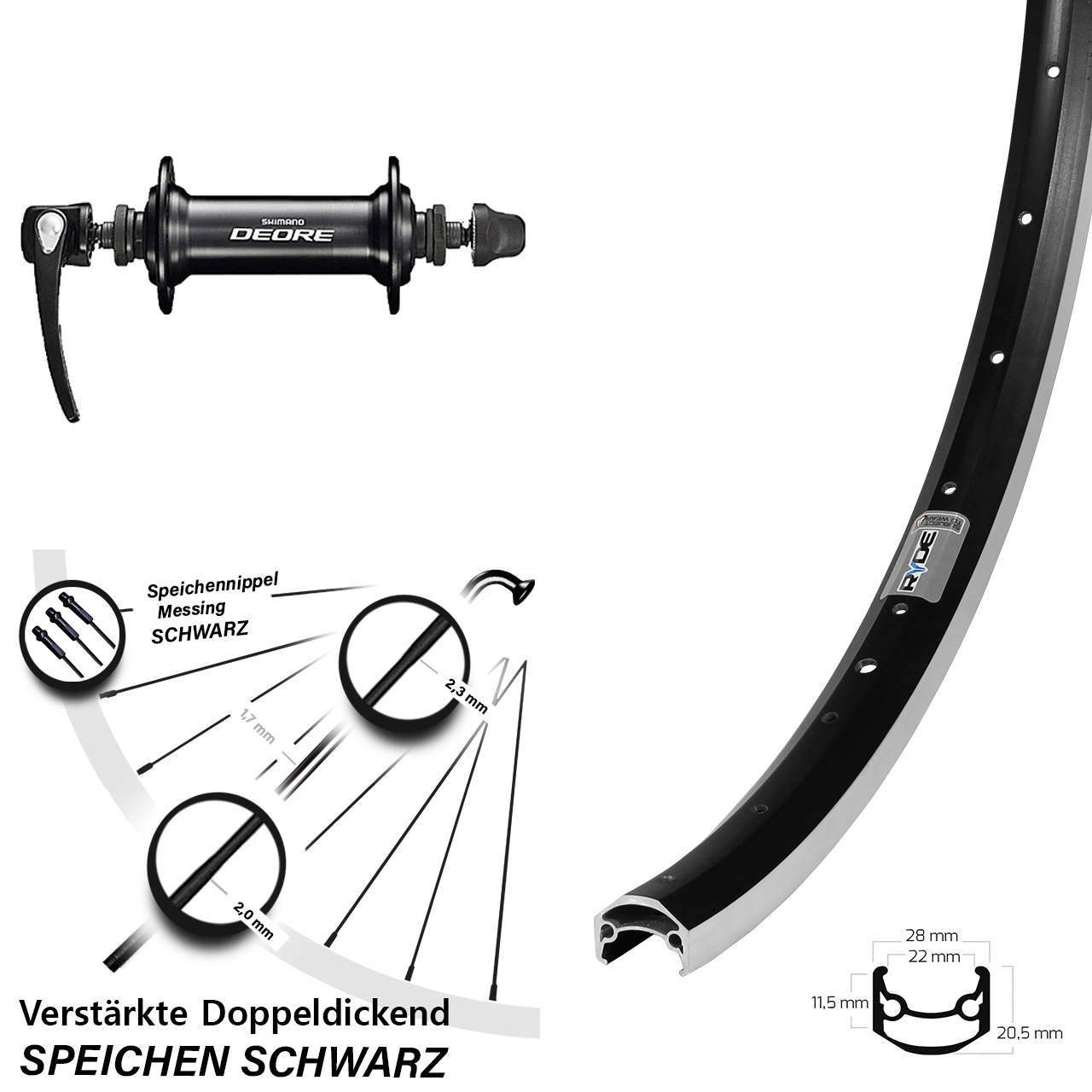 Ryde Andra 35 Shimano HB-T610 27,5 Zoll Laufrad QR