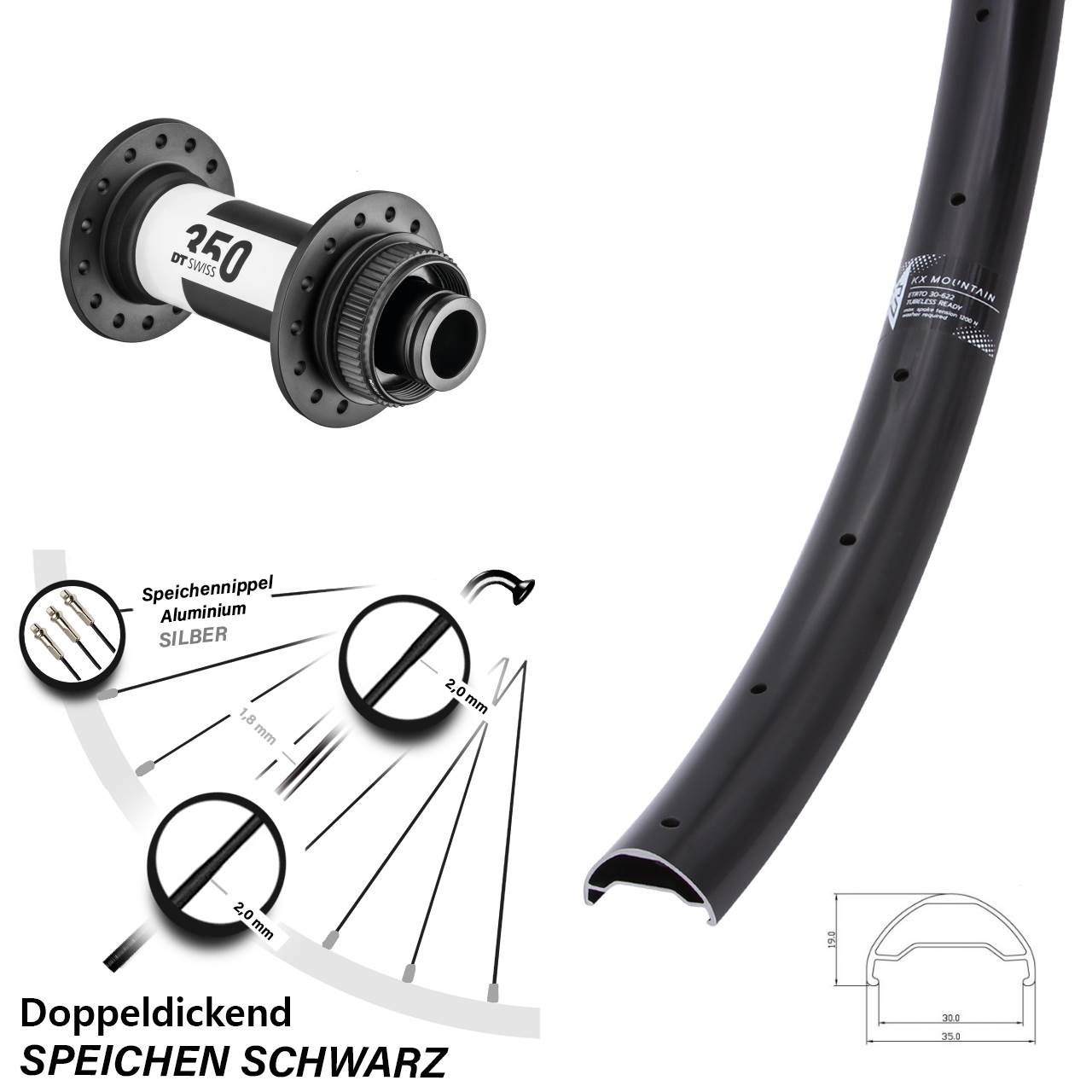 KX Mountain DT Swiss 350 29 Zoll Disc Laufrad 15x110 Boost