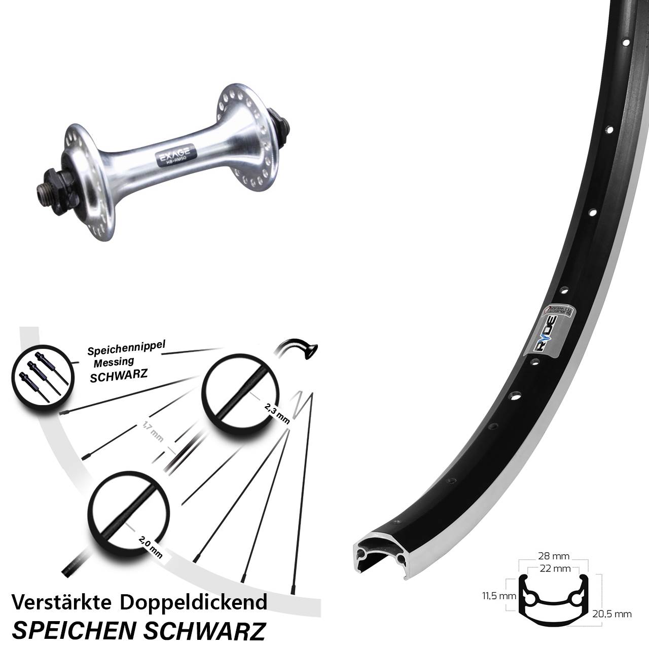 Vorderrad QR 650B Ryde Andra 35 Shimano