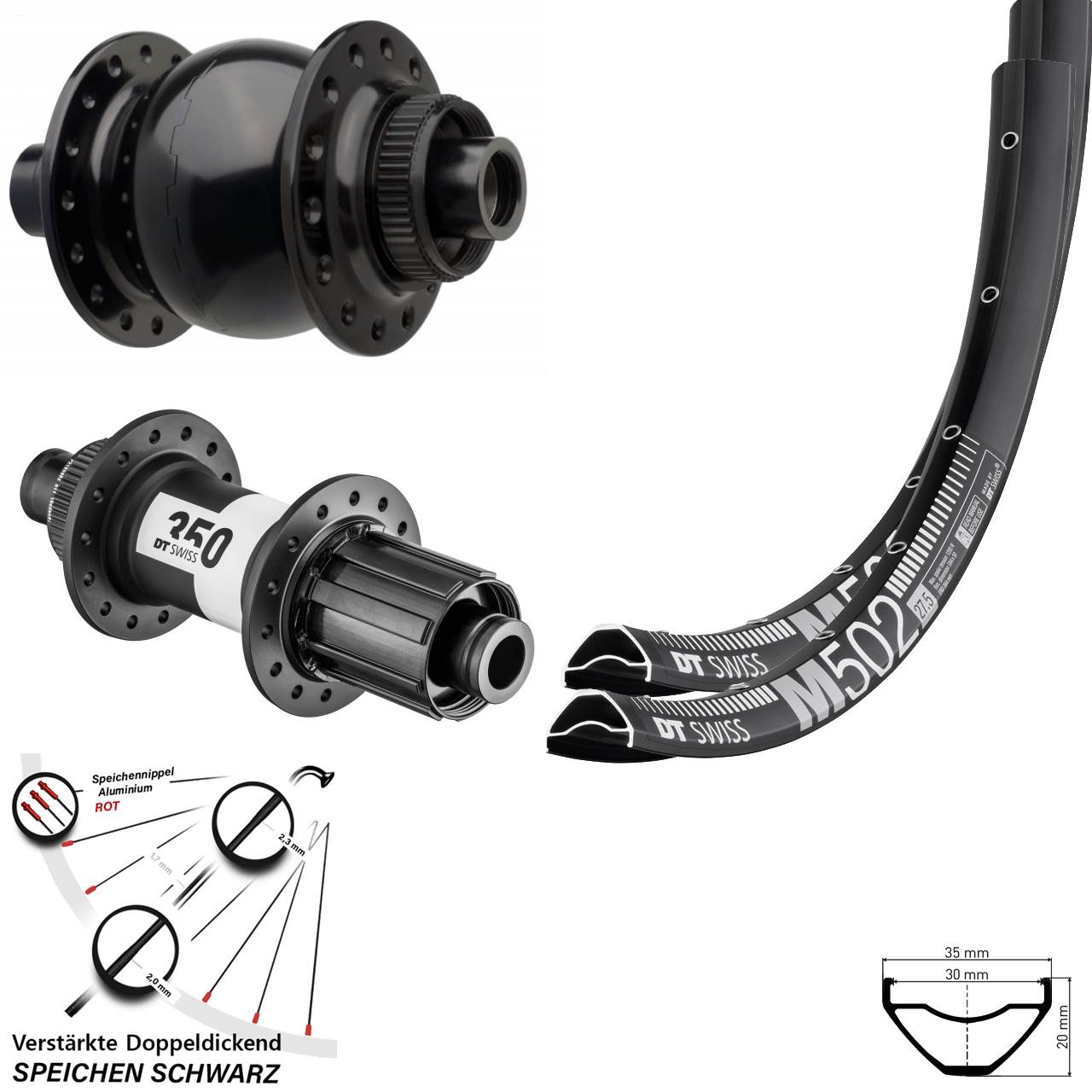 DT Swiss M502 350 SON 28 29 Zoll Centerlock Laufradsatz 15x110 12x148 8-11 fach HG