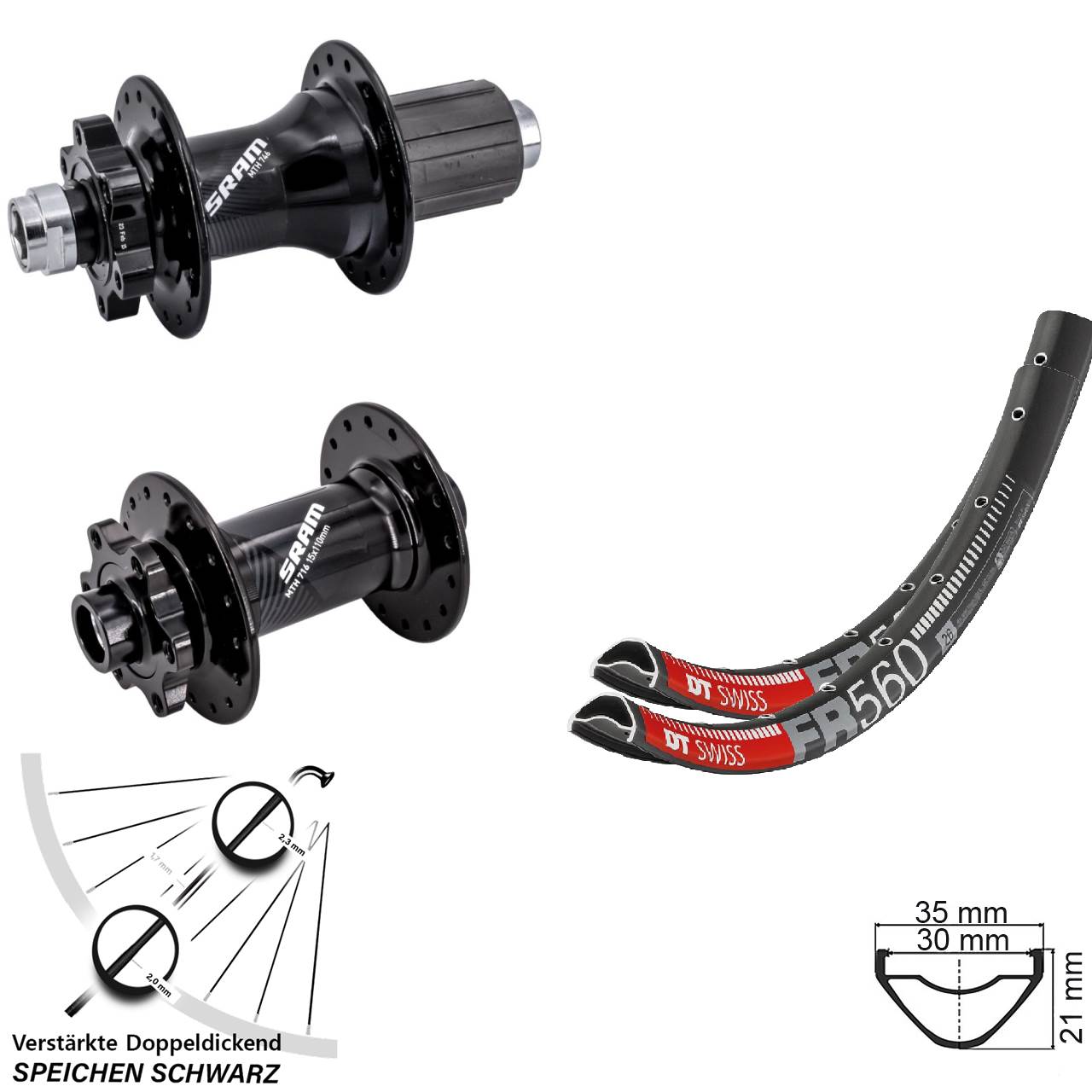 DT Swiss FR560 Sram 716 746 26 Zoll Disc Laufradsatz Boost 8-11 fach HG