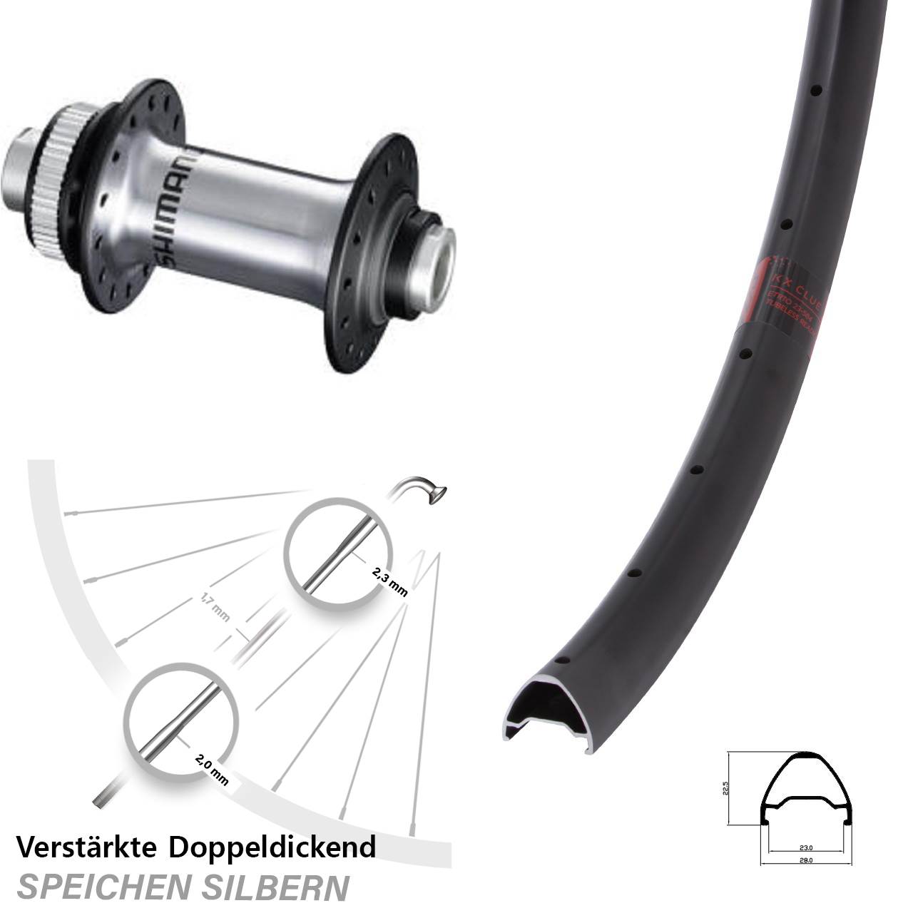 Centerlock Vorderrad 12x100 29 Zoll KX Clue Shimano HB-RS770