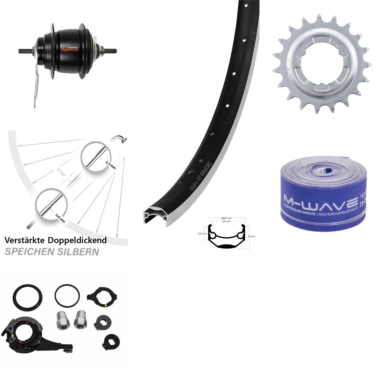 28 Zoll Hinterrad Shimano Nexus 8 Gang Rücktritt Ryde Andra 40