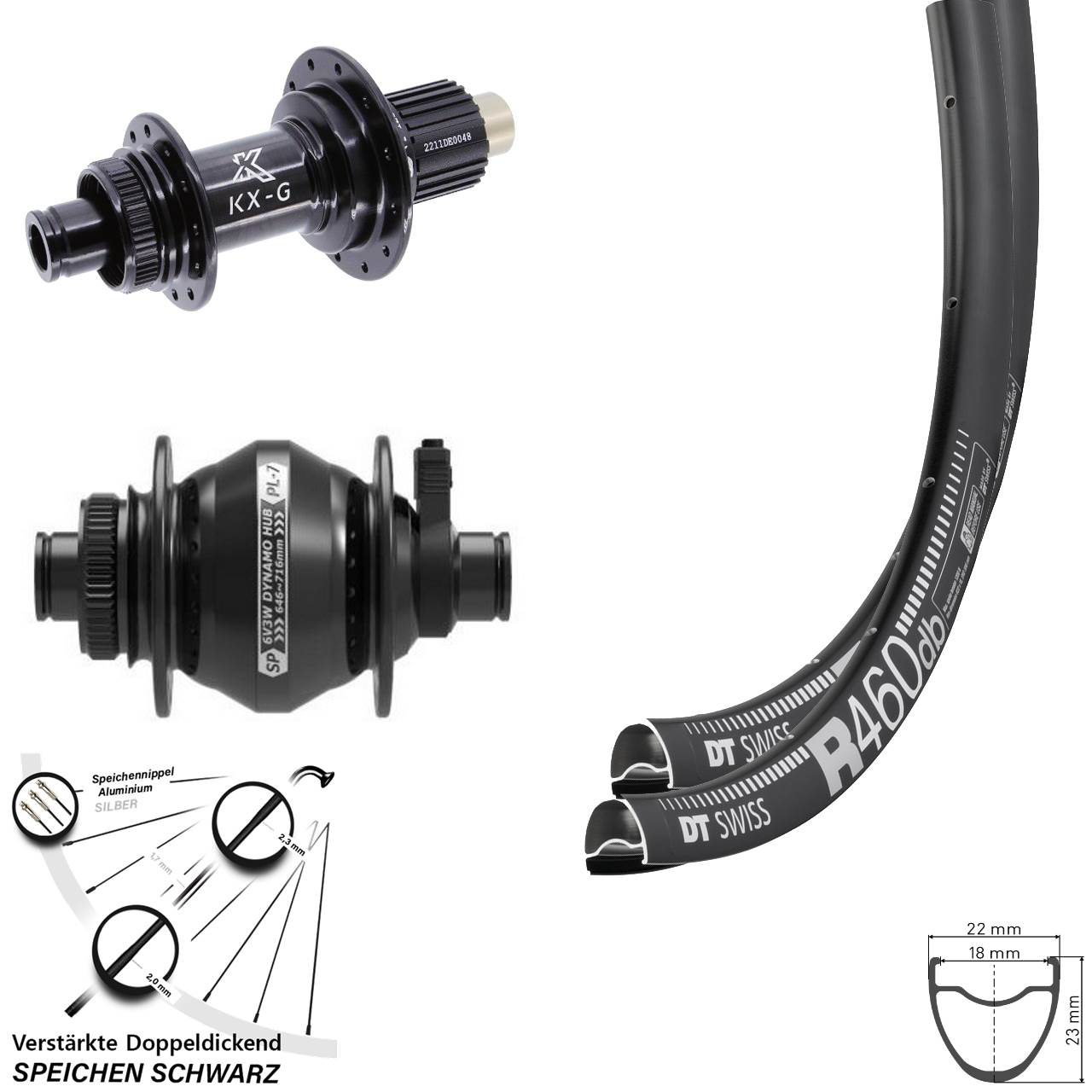 28 Zoll DT Swiss R 460 KX-G Shutter PL-7 Disc Laufradsatz 12x100/142 Shimano Micro Spline