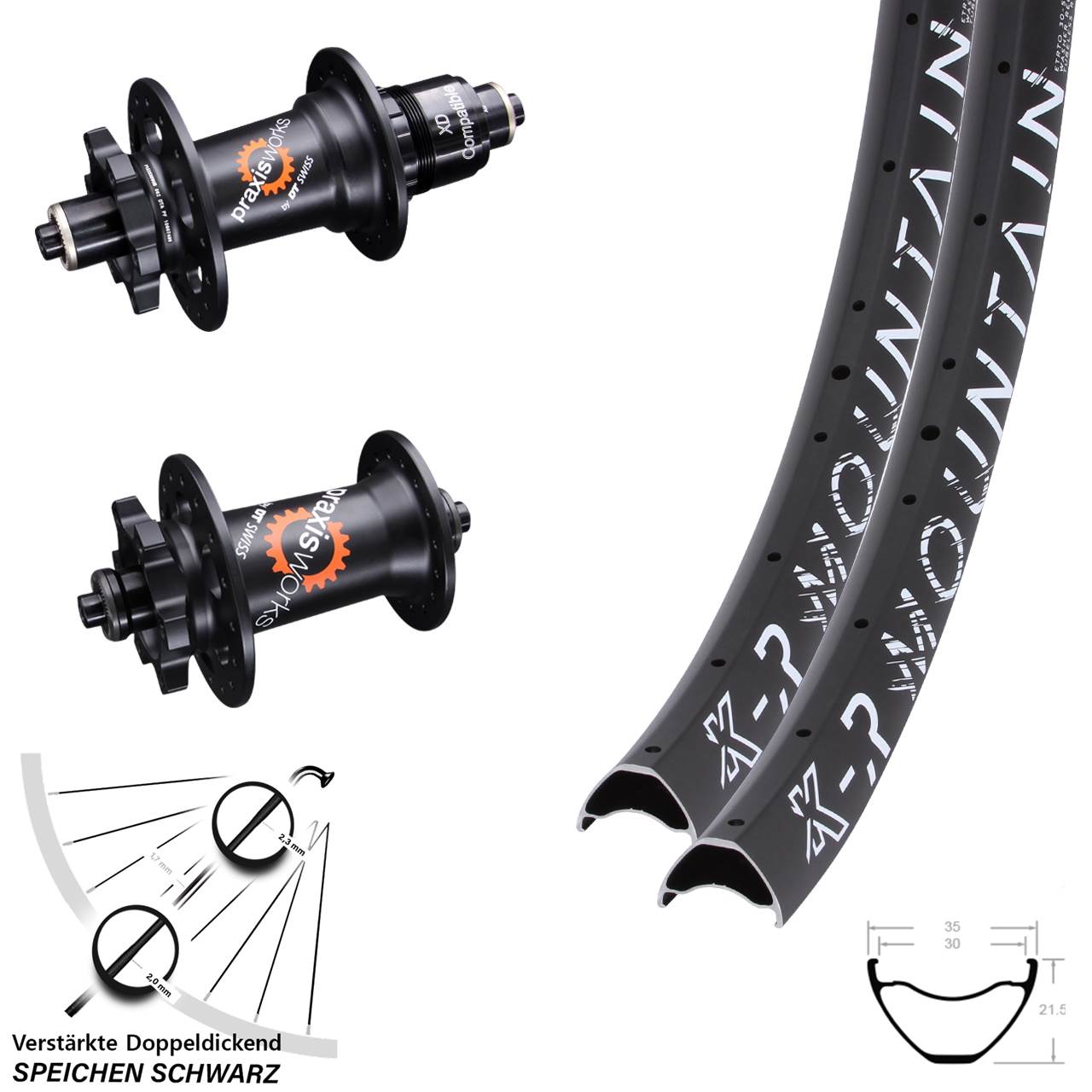 29 Zoll KX-R Mountain DT Swiss 350 Disc Laufrad-Satz QR XD
