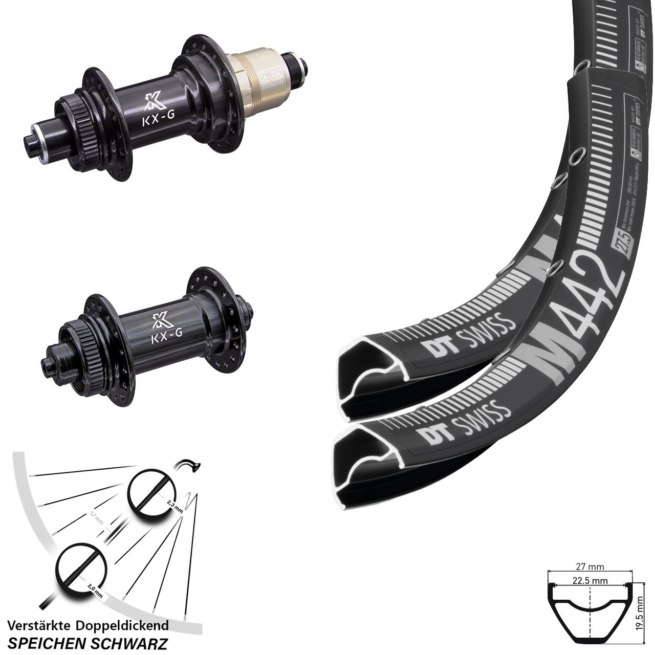 DT Swiss M 442 KX-G 29 Zoll Laufradsatz Centerlock QR SRAM XDR