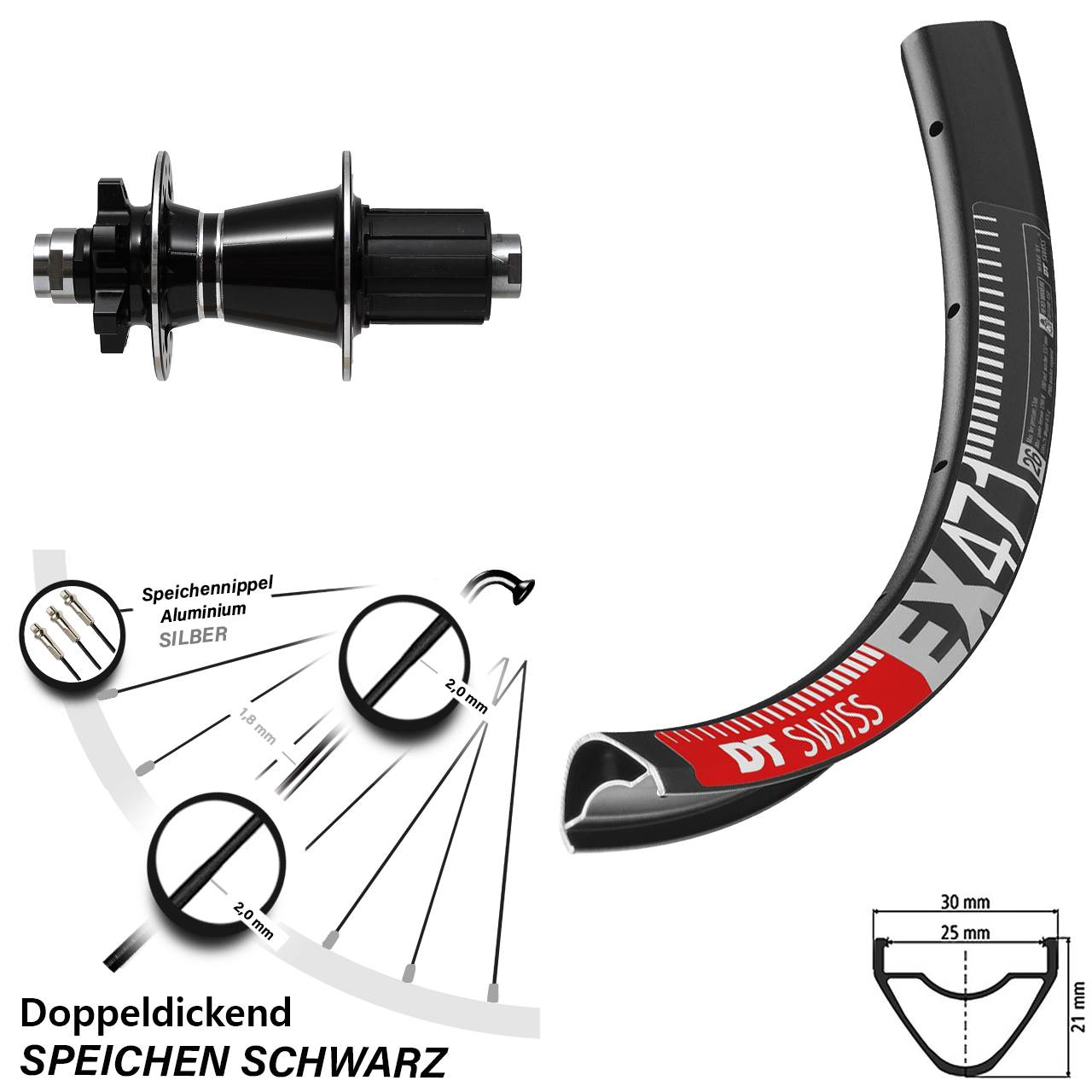 27,5 Zoll Hinterrad DT Swiss EX 471 mit Formula GDC-1528 Nabe 8-11 fach