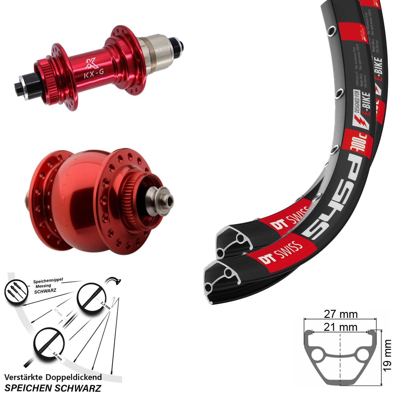 DT Swiss 545 KX-G rot SON 28 26 Zoll Laufradsatz Centerlock für Schnellspanner SRAM XDR
