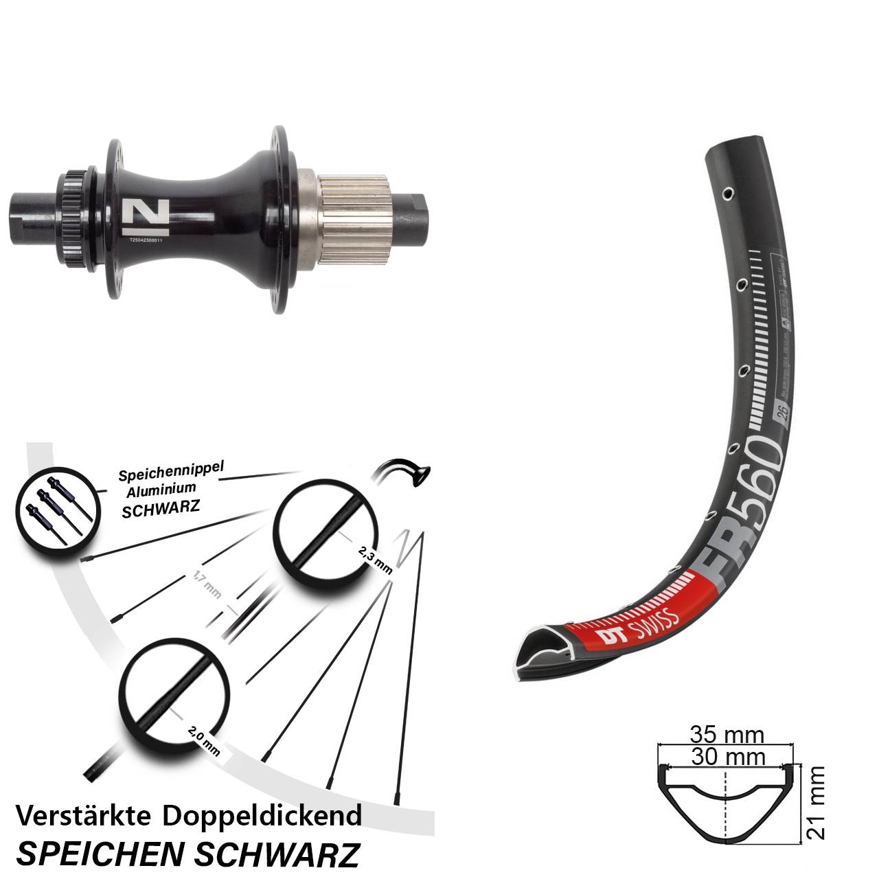 26 Zoll DT Swiss FR 560 Novatec D462SB Hinterrad Centerlock 12x148 Micro Spline