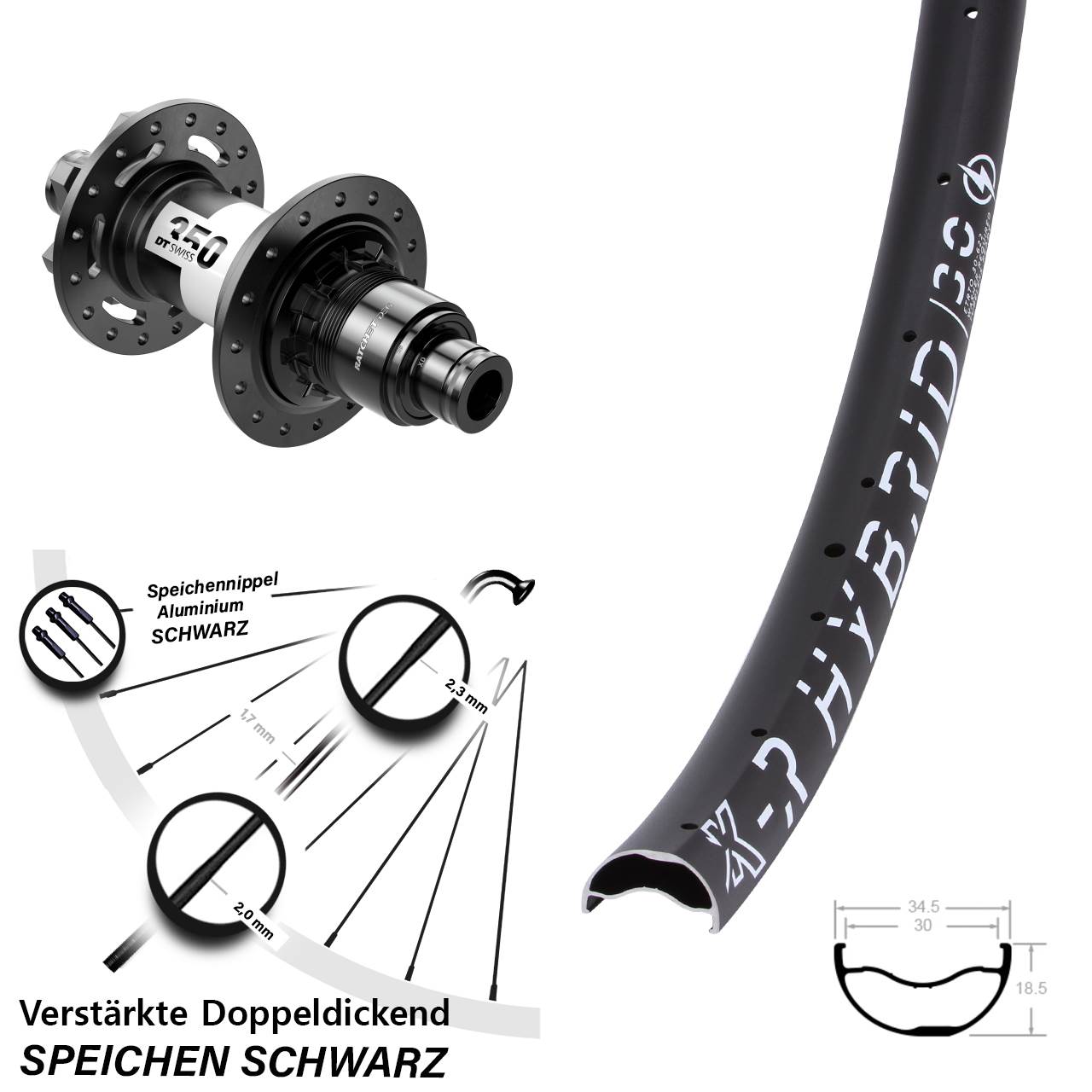 Disc Laufrad 12x148 29 Zoll KX-R Hybrid 30 DT Swiss 350 DEG 72 XD