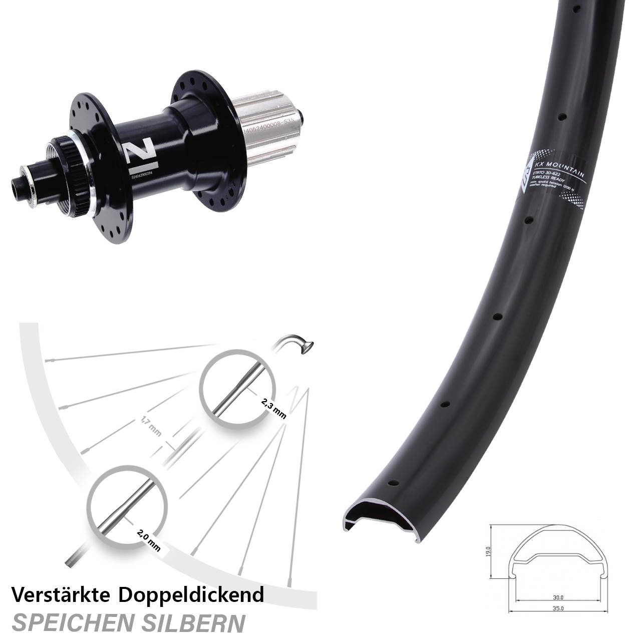 KX Mountain TR Novatec D042 29 Zoll Centerlock Hinterrad für Schnellspanner 8-12 fach HG