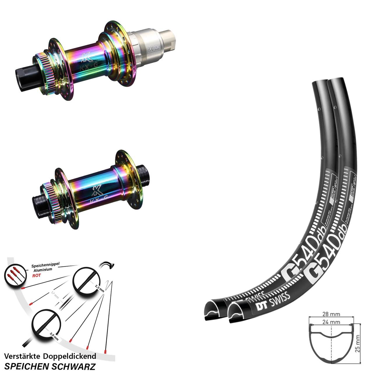 Disc Laufradsatz 12x100/142 28-29 Zoll DT Swiss G540 KX-G Oilslick XDR 11-12 fach