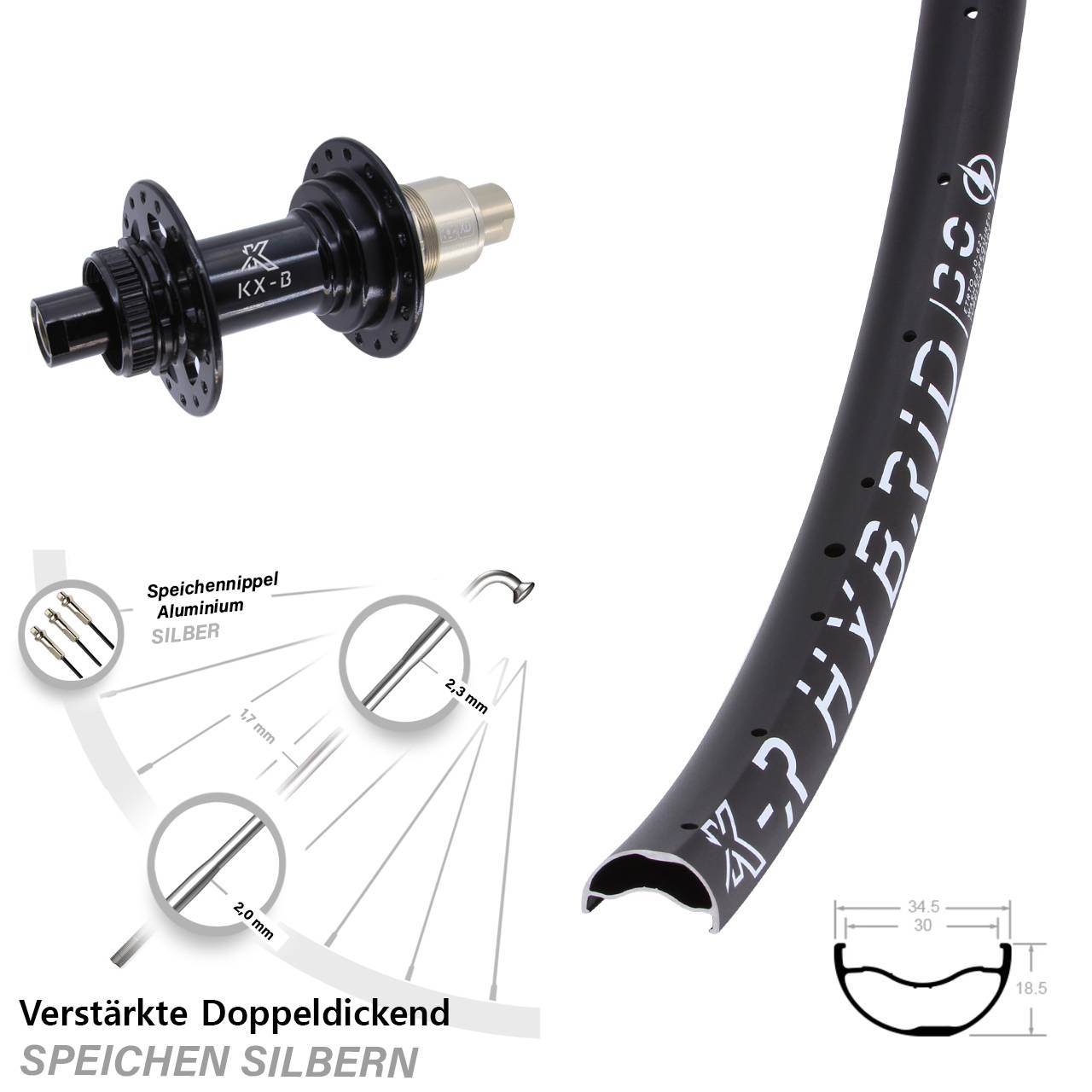 Disc Laufrad 29 Zoll KX-BR Hybrid 30 SRAM XD 12x148 Boost