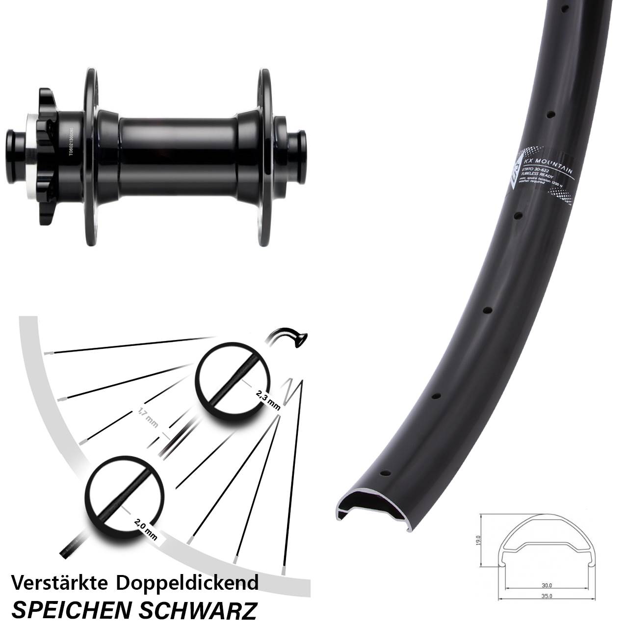 KX Mountain Novatec D341 29 Zoll Disc Vorderrad 15x110 Boost