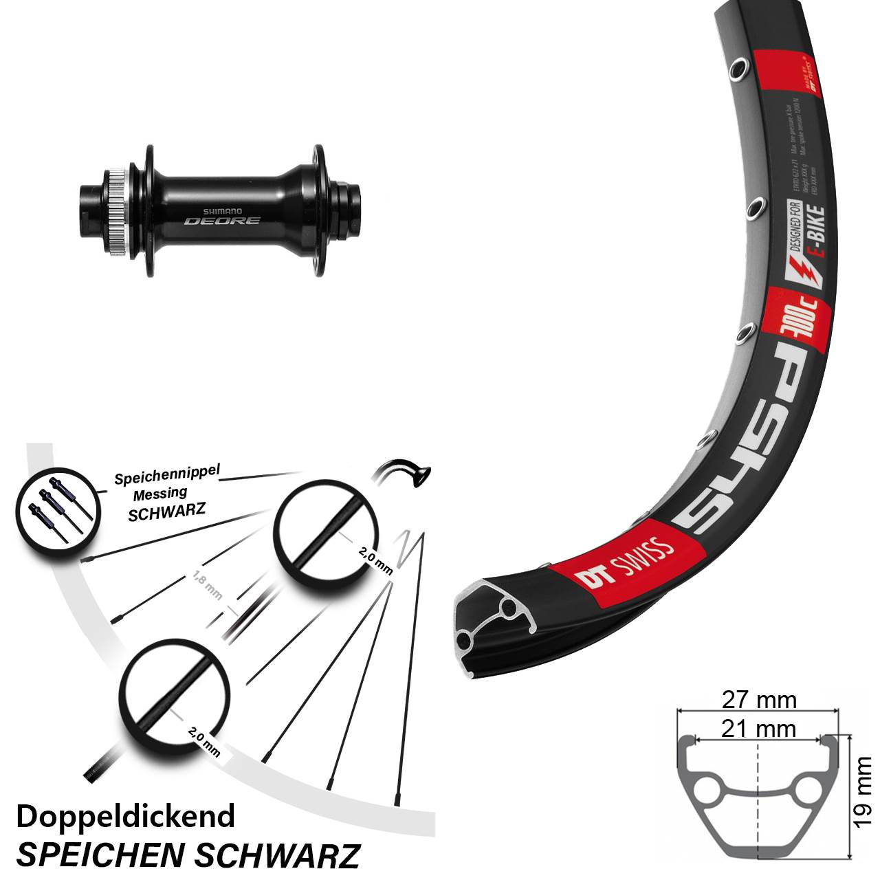 DT Swiss 545d Shimano Deore 28 Zoll Disc Vorderrad 15x110 Boost