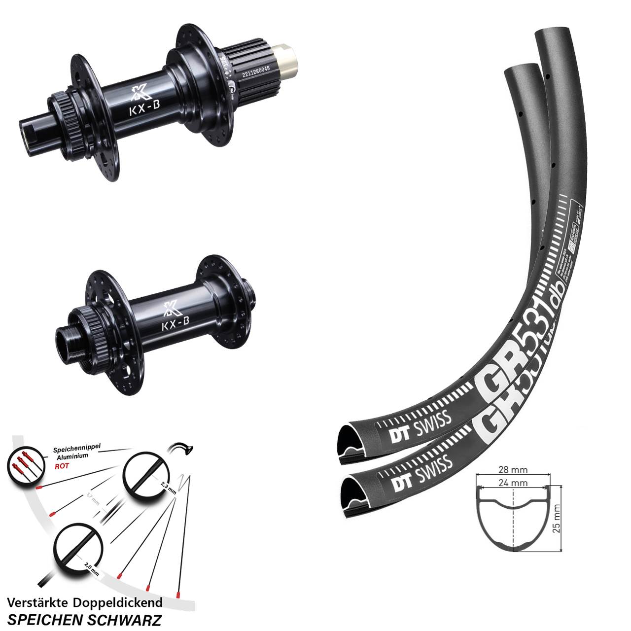 29 Zoll DT Swiss GR531 KX-B Micro Spline Centerlock Laufradsatz 15x110/12x148