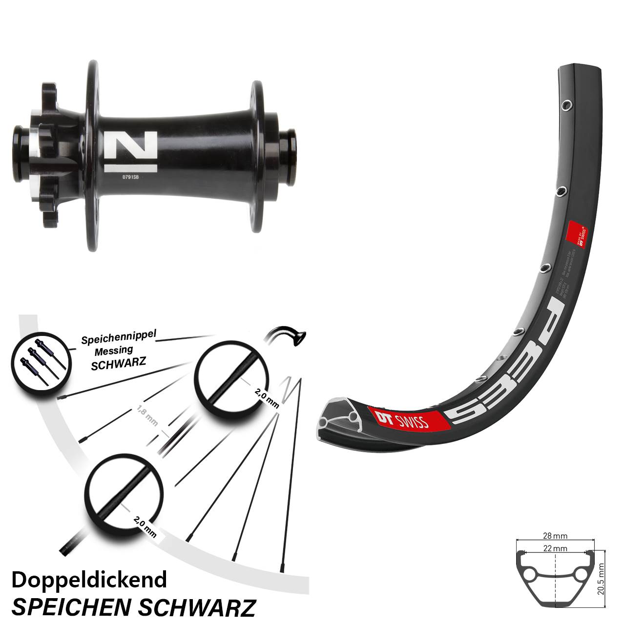 Disc Vorderrad 26 Zoll DT Swiss 533 D Novatec D791 15x100