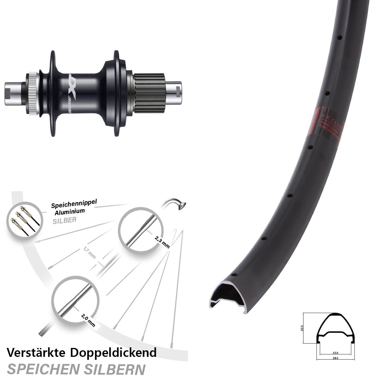 KX Clue Shimano Deore XT FH-M8110 29 Zoll Disc Laufrad 12x142 Micro Spline