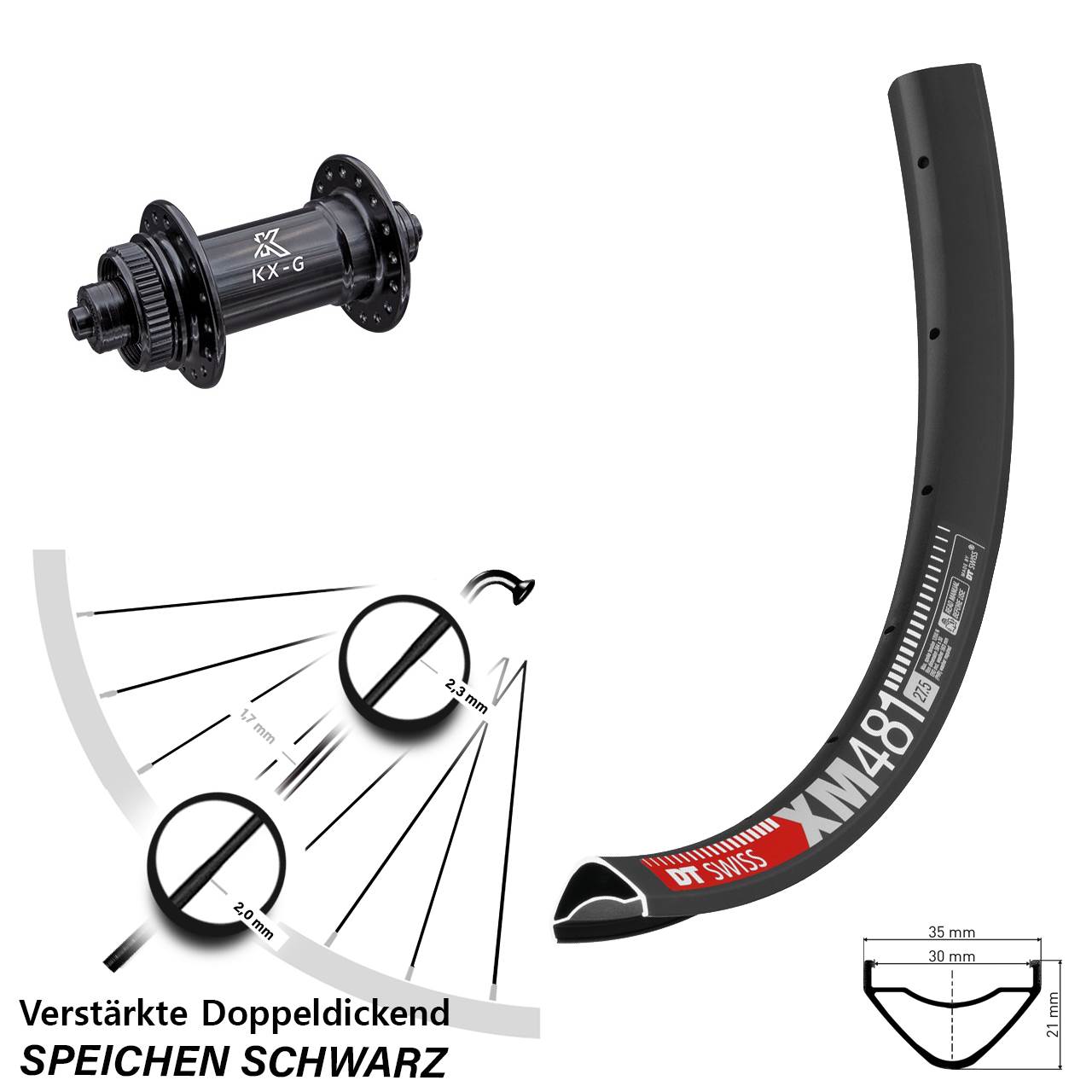 Centerlock Vorderrad 27,5 Zoll DT Swiss XM 481 KX-G QR