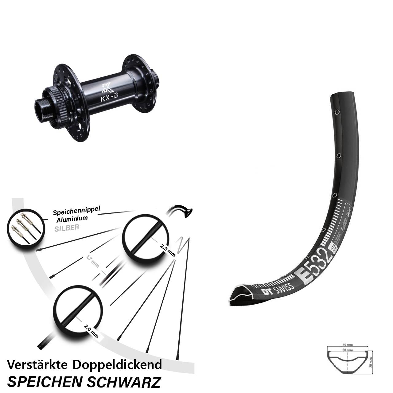Disc Laufrad 27,5 Zoll DT Swiss E532 KX-B 15x110 Boost