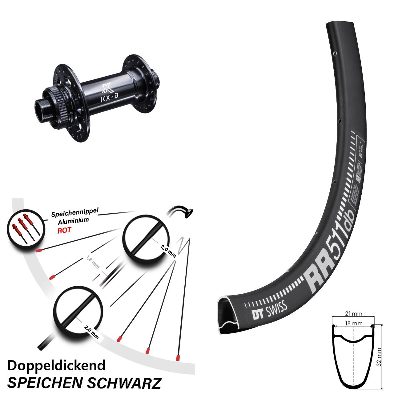 DT Swiss RR 511 KX-B 28 Zoll Disc Laufrad 12x110 Boost