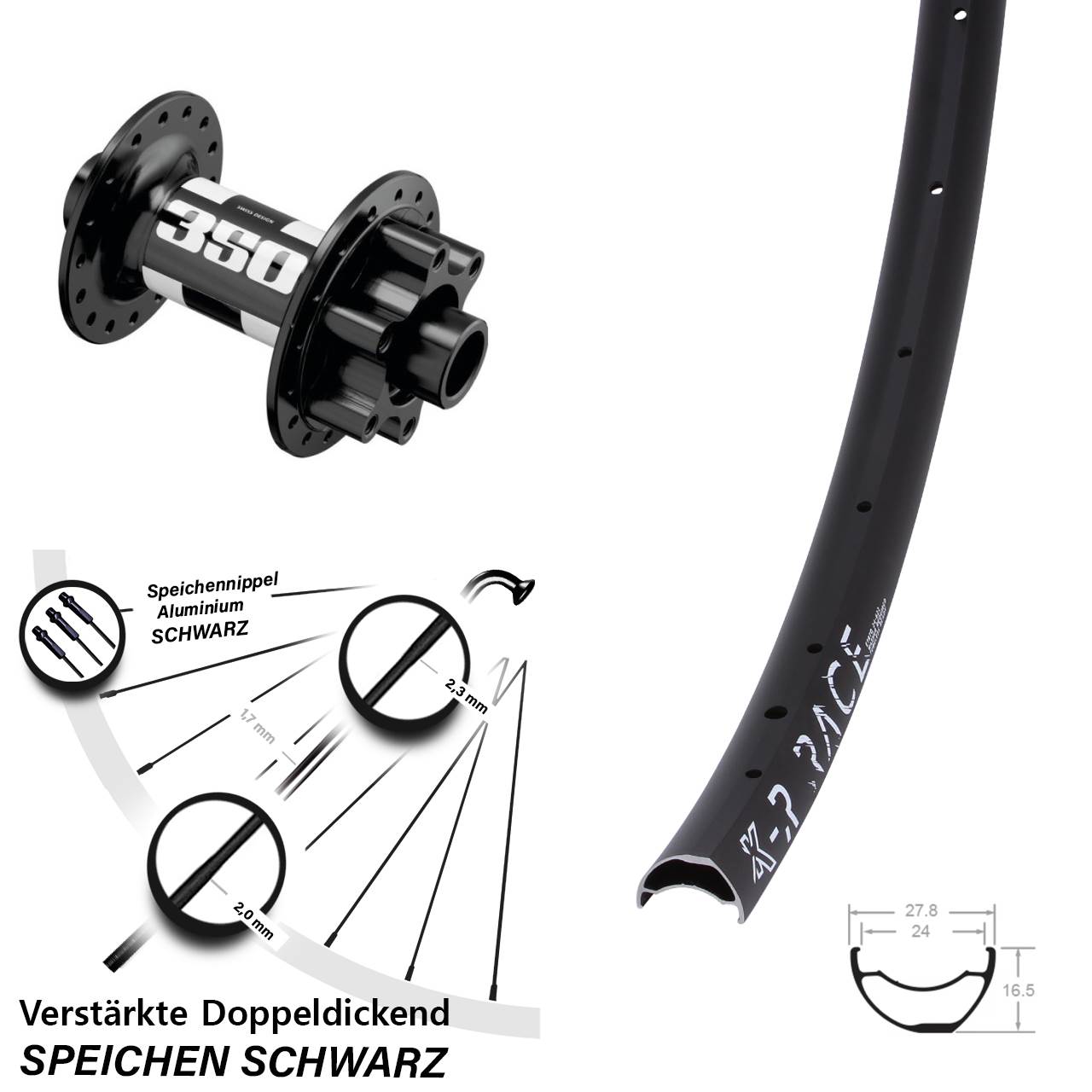 KX-R Race DT Swiss 350 29 Zoll Vorderrad 6-Loch 15x110 Boost
