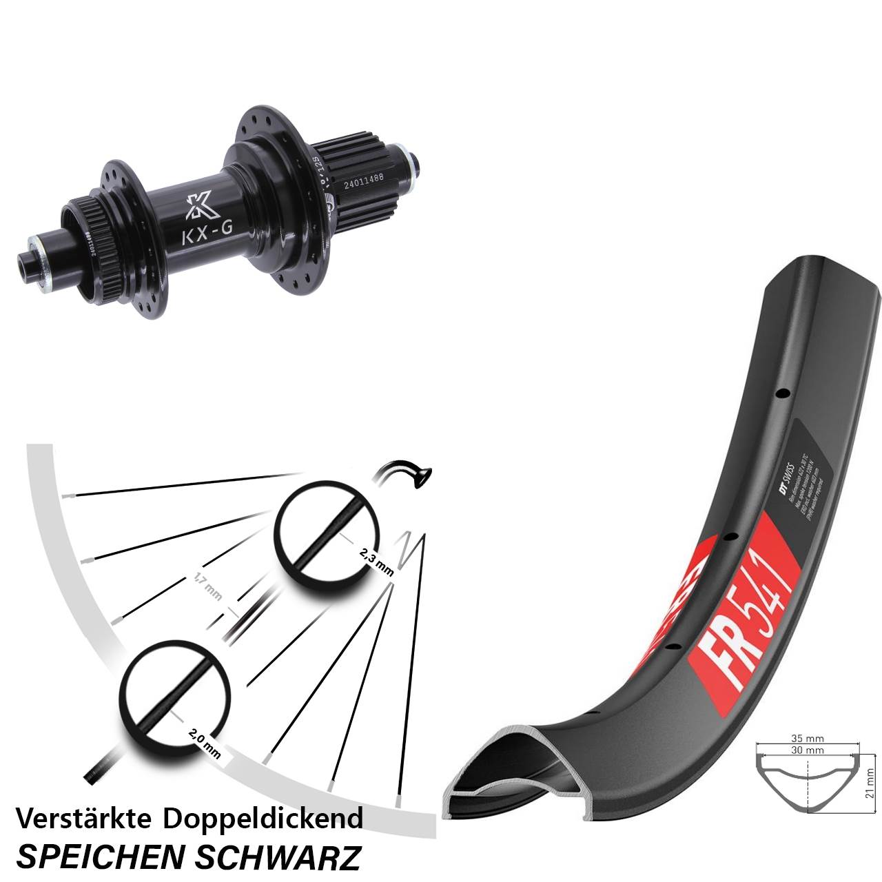 29 Zoll DT Swiss FR541 KX-G Disc Laufrad für Schnellspanner Shimano Micro Spline
