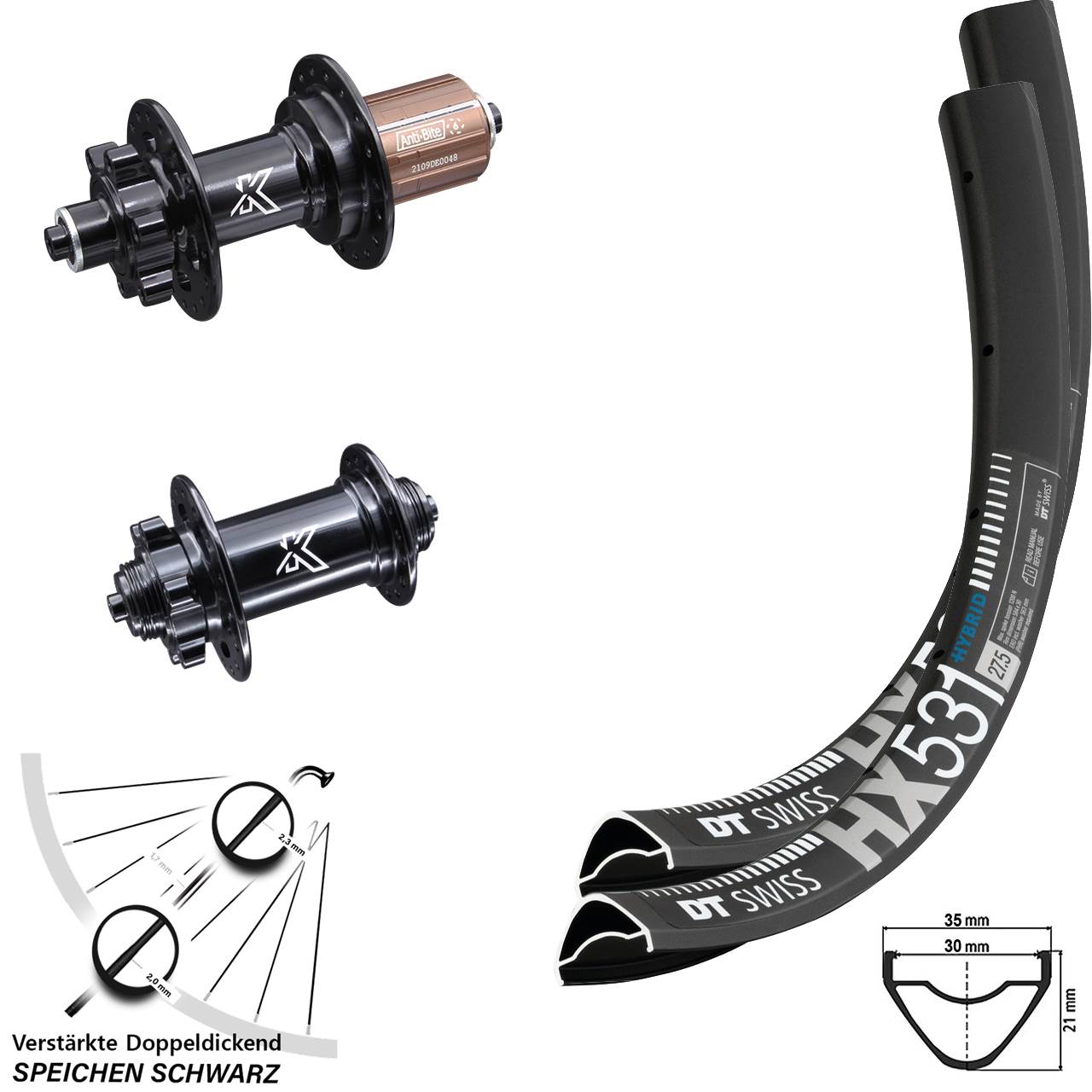Disc Laufradsatz für Schnellspanner 29 Zoll DT Swiss HX531 KX-M 8-12 fach HG