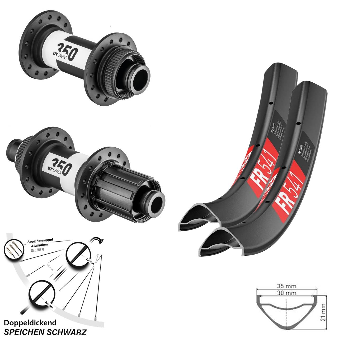 27,5 Zoll Laufradsatz FR 541 DT Swiss 350 Boost 15x110 12x148 Centerlock 8-11 fach