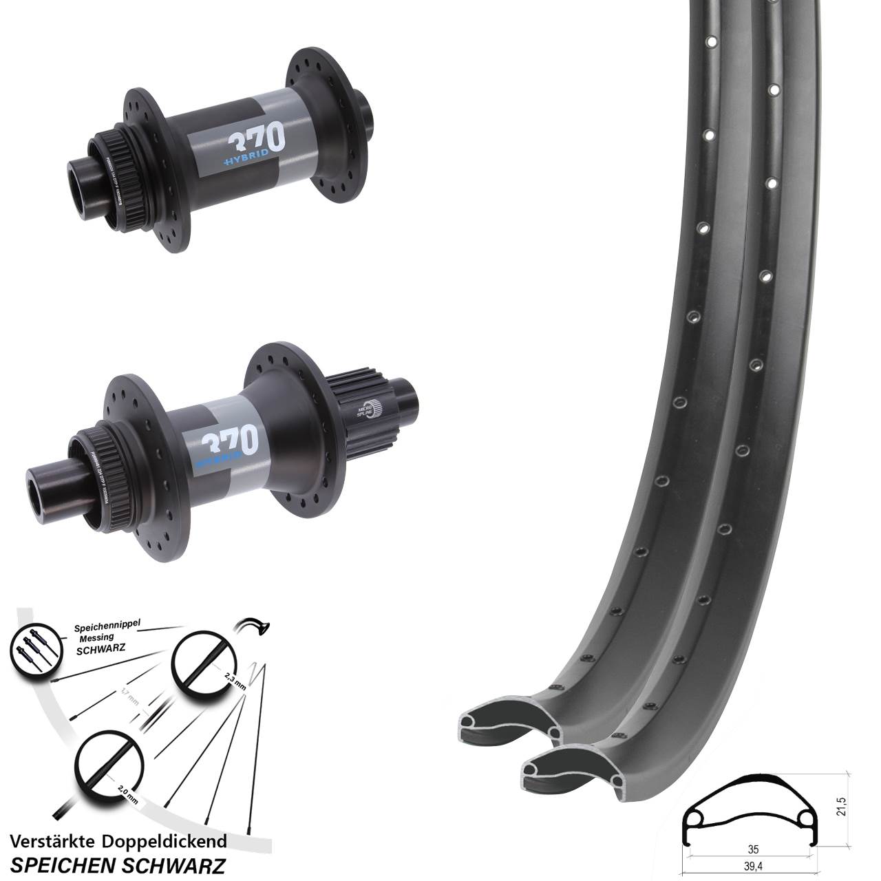 Ambrosio E35 DT Swiss 370 Hybrid 29 Zoll Laufradsatz Boost Micro Spline Centerlock