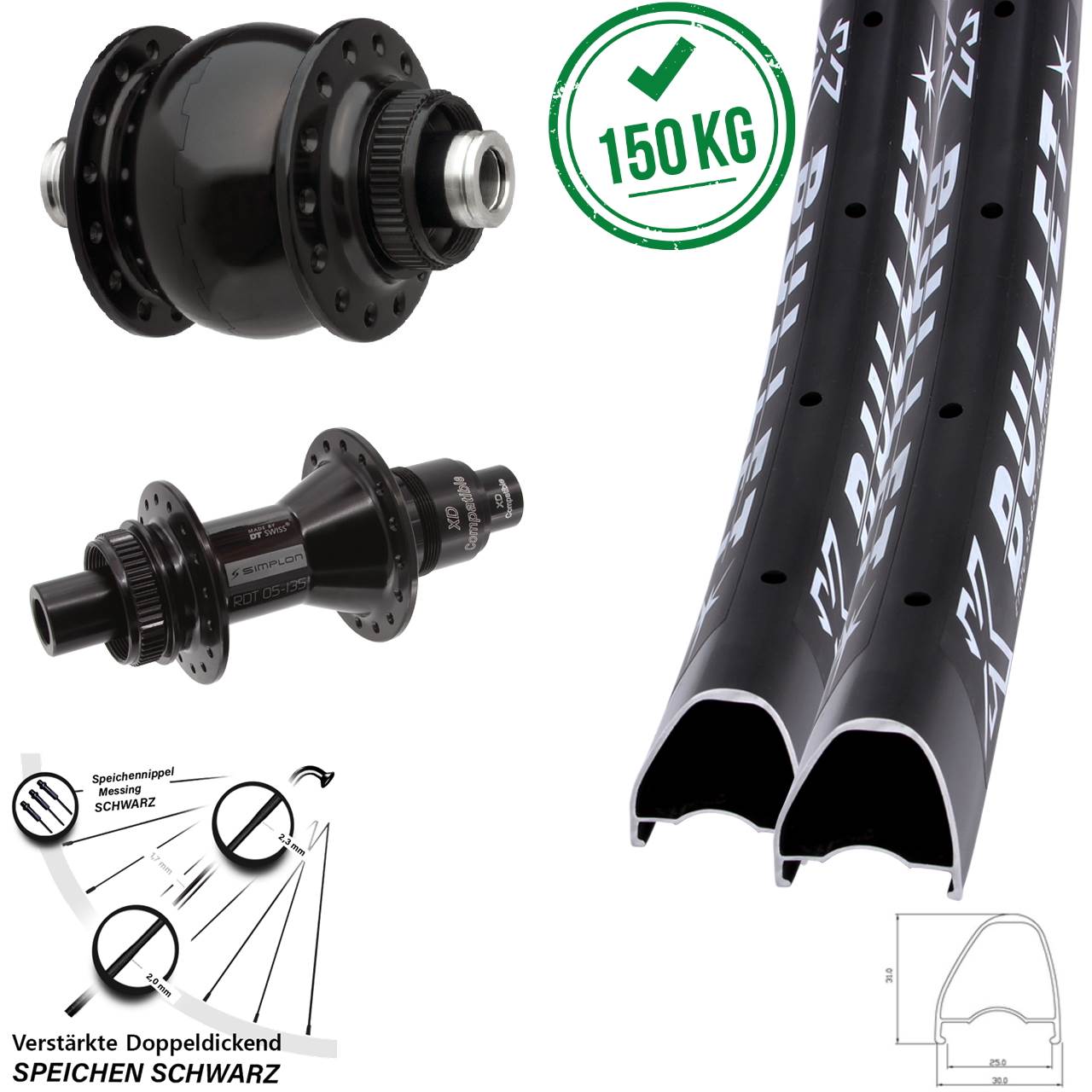 Laufradsatz Centerlock 12x100/142 28-29 Zoll KX Bullet OS DT Swiss 370 SON 28 XD