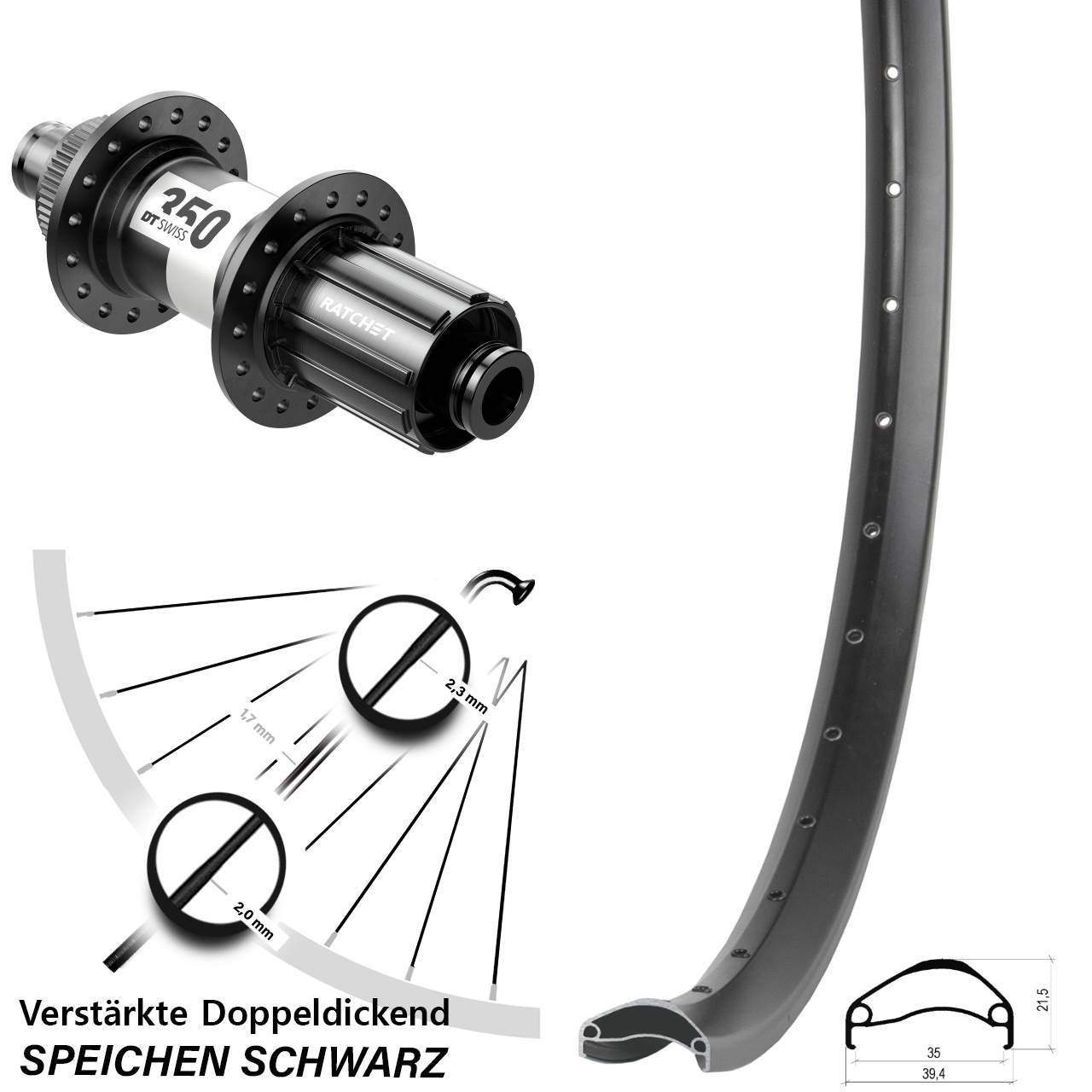 Disc Hinterrad 27,5 Zoll Ambrosio E35 DT Swiss 350 8-11 fach 12x142