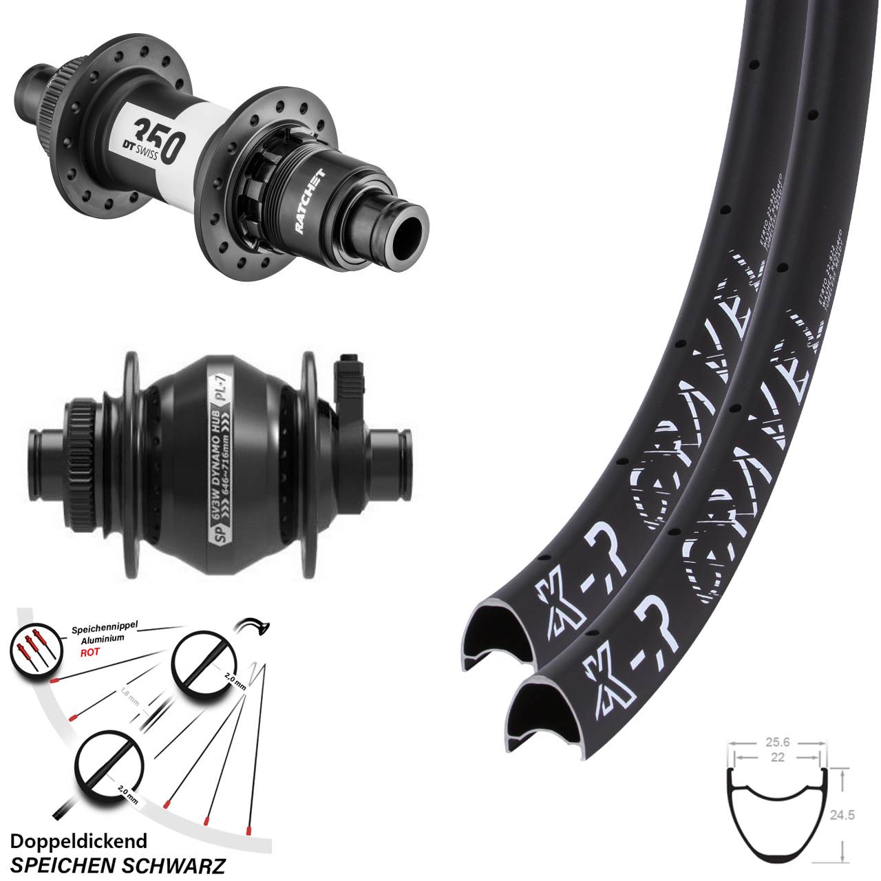 KX-R Gravel DT Swiss 350 SP PL-7 28-29 Zoll Disc Laufradsatz 12x100/142 XDR 11-12 fach